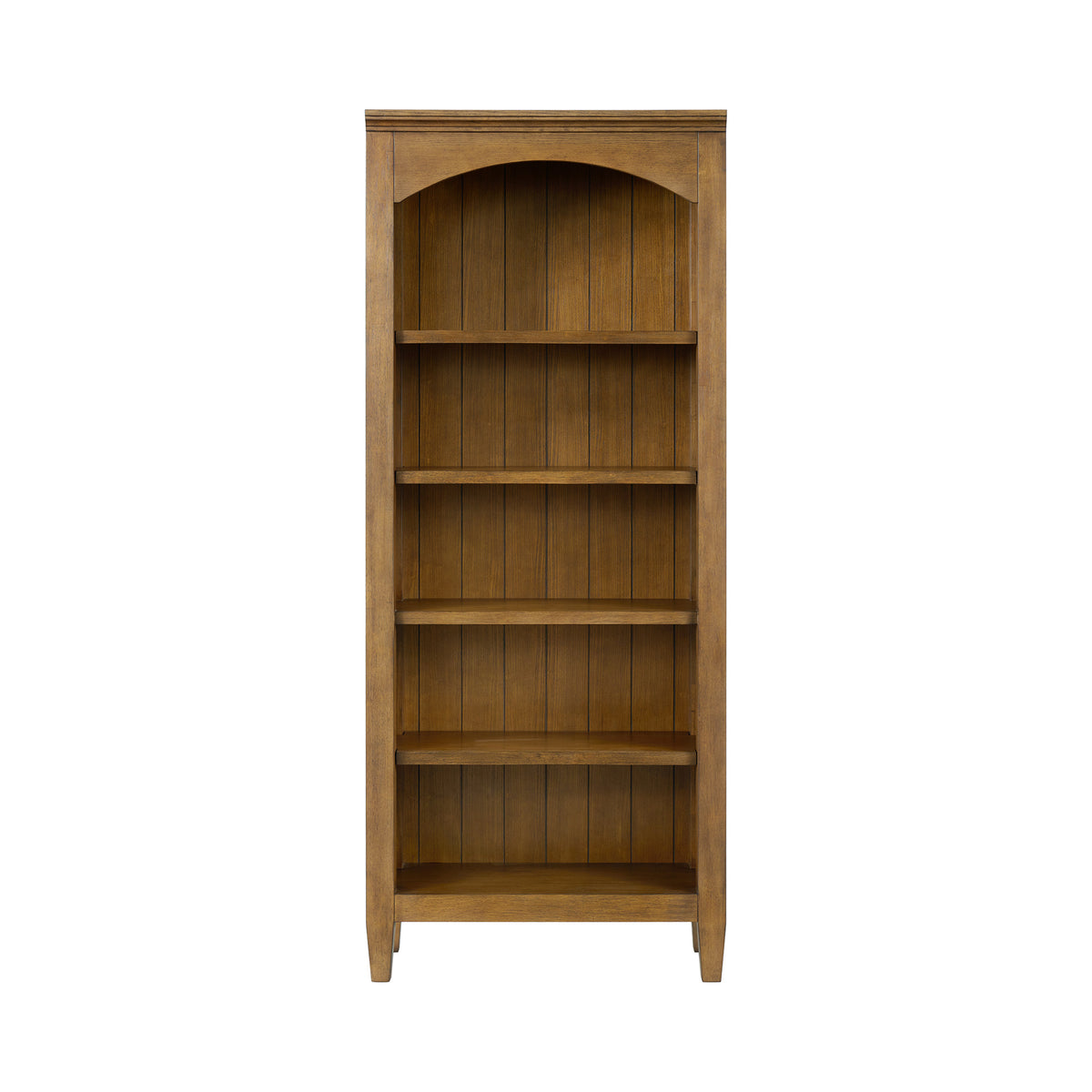 Portico Open Bookcase in Brown Oak