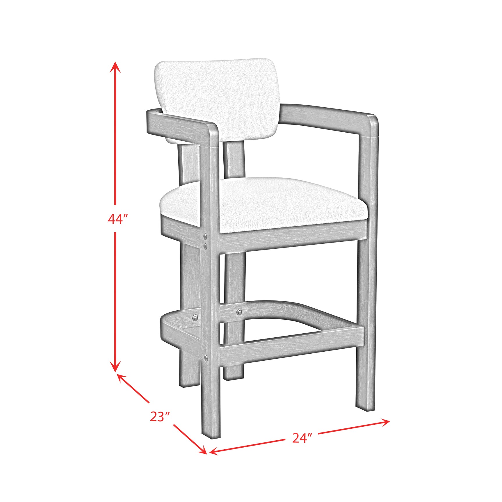 Portland Arm Barstool with White Fabric in Black (2 Per Carton)