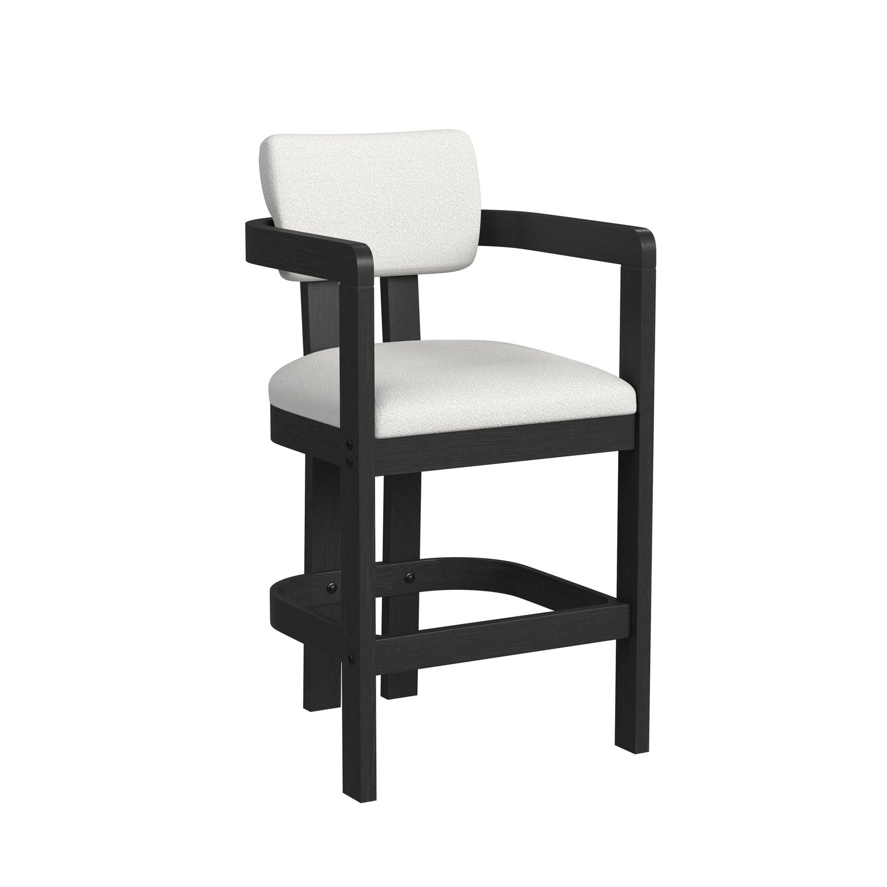 Portland Arm Barstool with White Fabric in Black (2 Per Carton) - Tampa Furniture Outlet