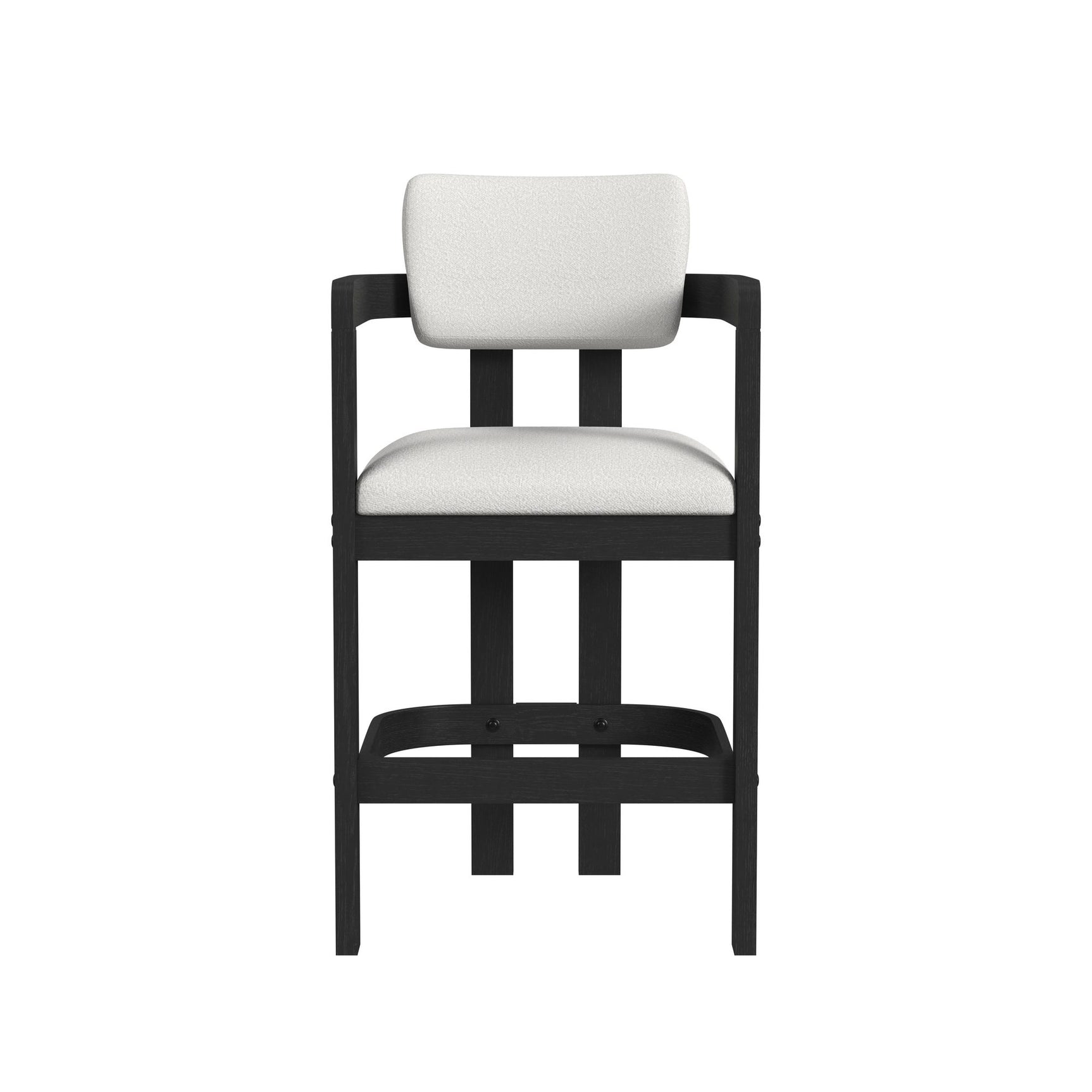 Portland Arm Barstool with White Fabric in Black (2 Per Carton) - Tampa Furniture Outlet