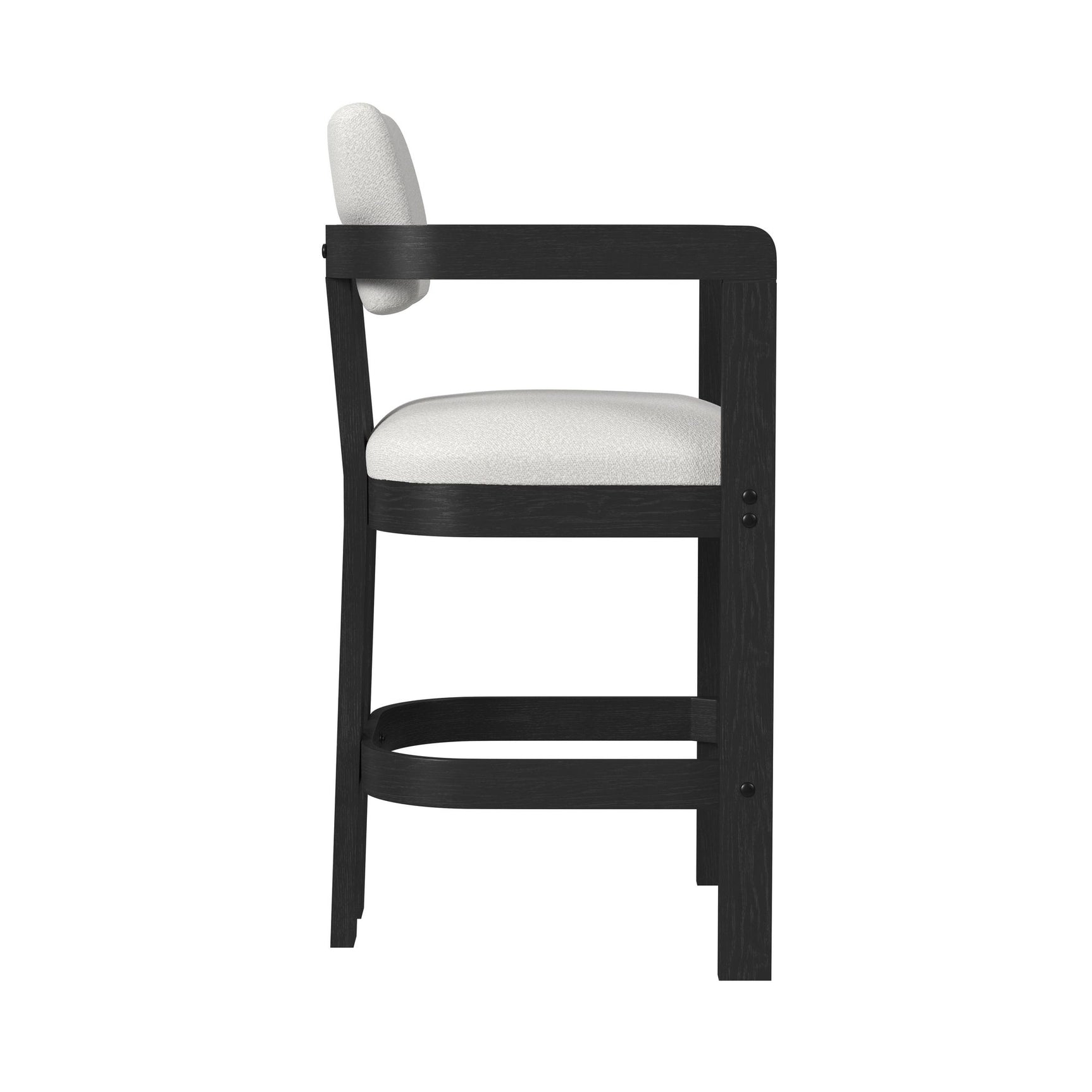 Portland Arm Barstool with White Fabric in Black (2 Per Carton) - Tampa Furniture Outlet
