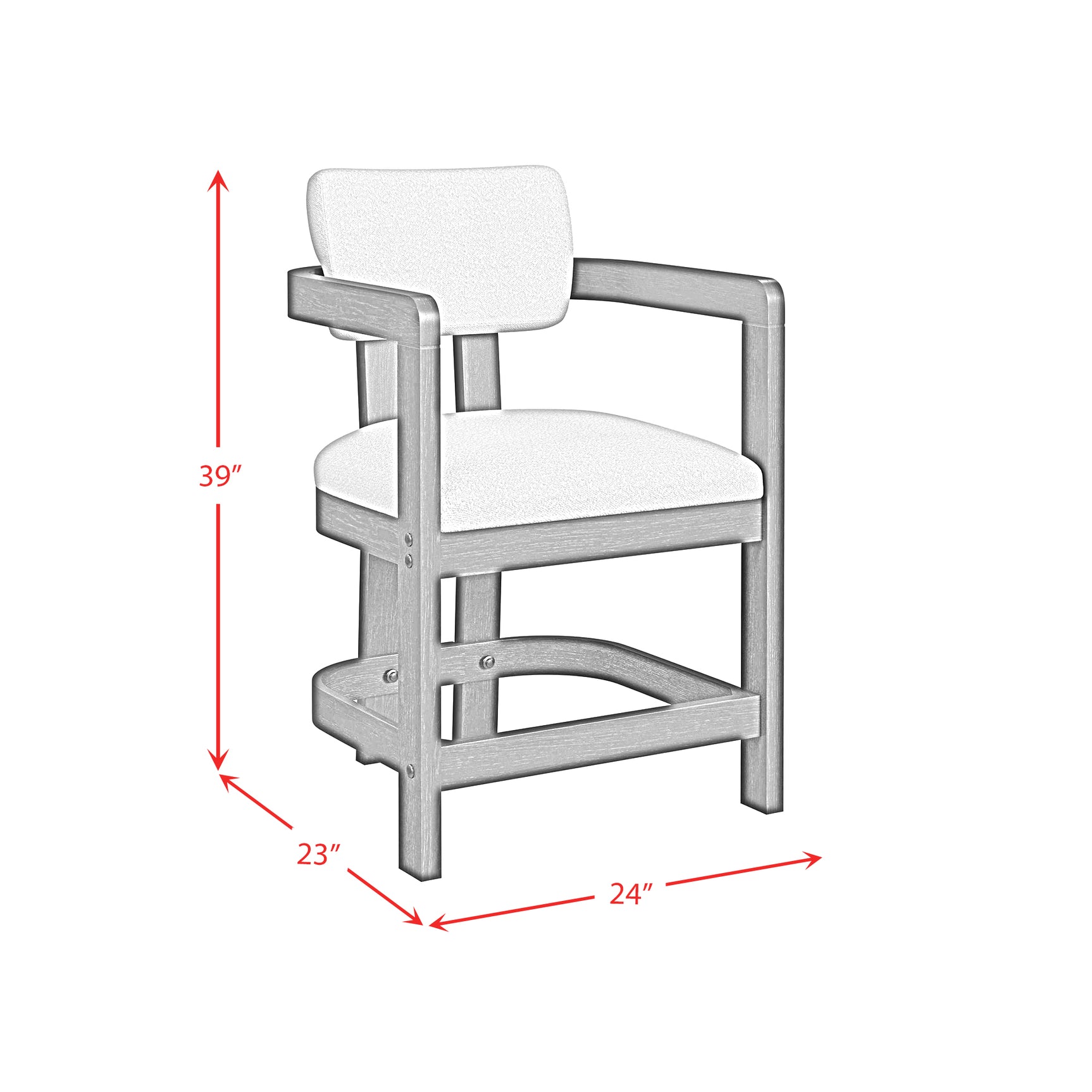 Portland Arm Counter Stool with White Fabric in Black (2 Per Carton) - Tampa Furniture Outlet