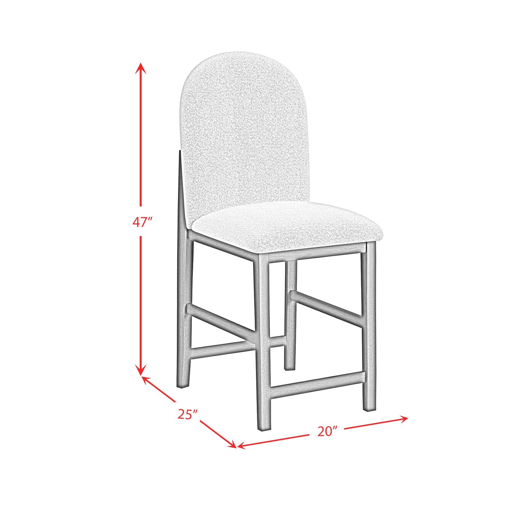 Portland Round Back Barstool with Grey Fabric in Black (2 Per Carton)