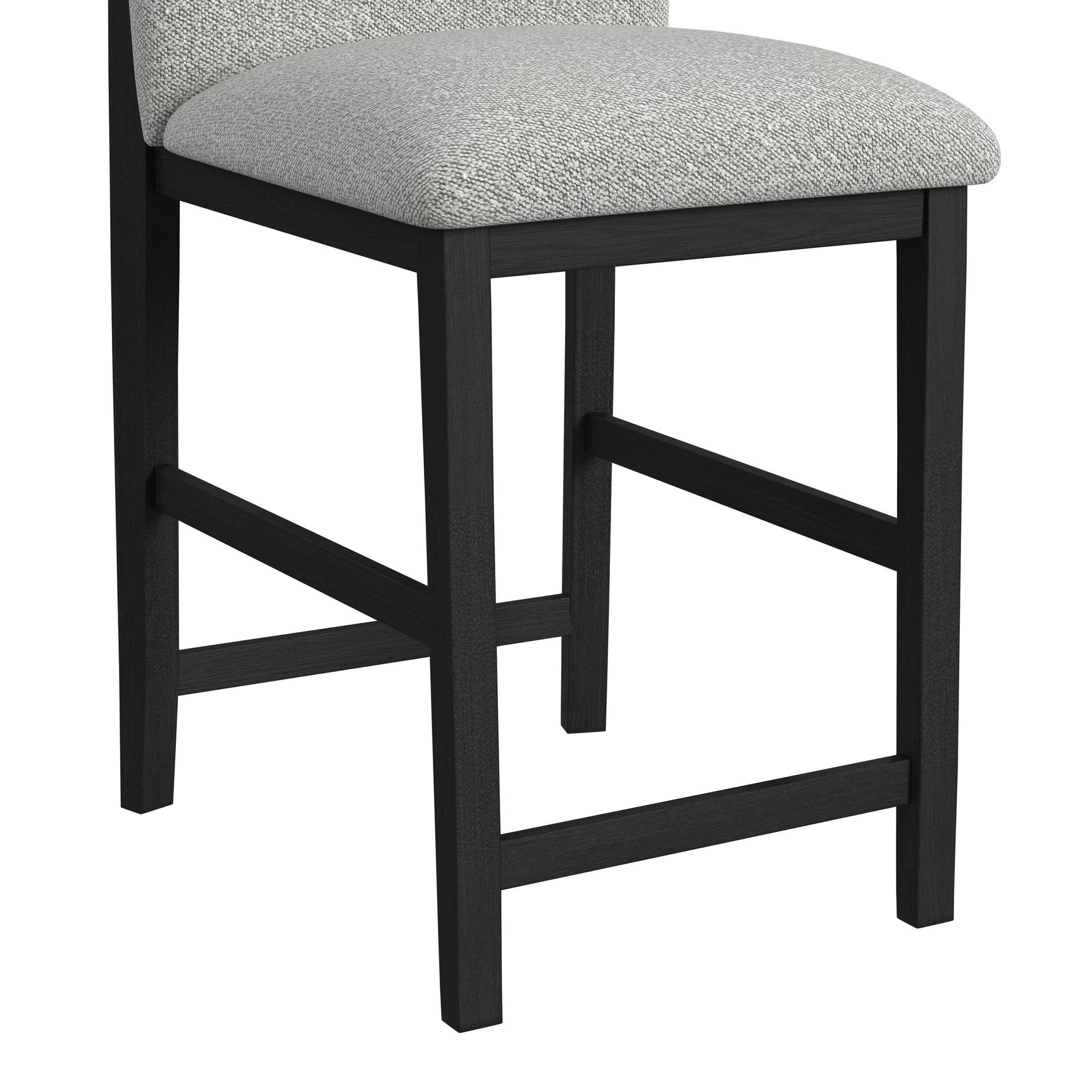 Portland Round Back Barstool with Grey Fabric in Black (2 Per Carton)