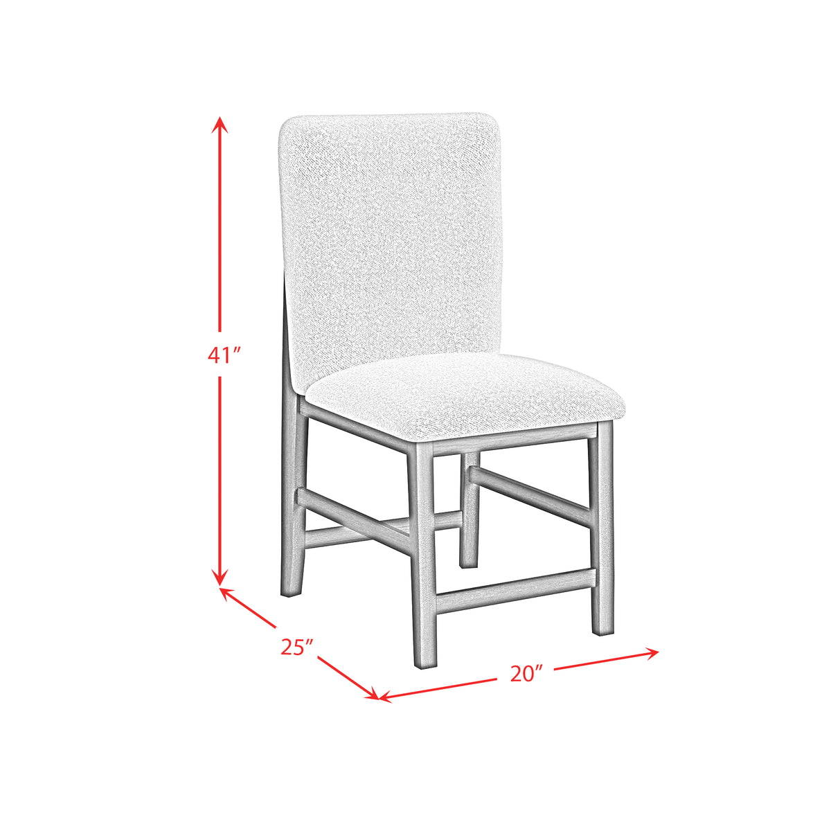 Portland Square Back Counter Stool with Grey Fabric in Black (2 Per Carton)