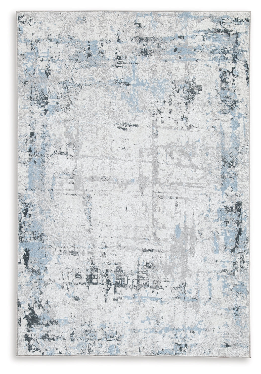 Tampa Furniture Outlet - Ashley Furniture - Emertonly Rug - 5' x 7' Washable Rug / Blue/White/Gray - R406982