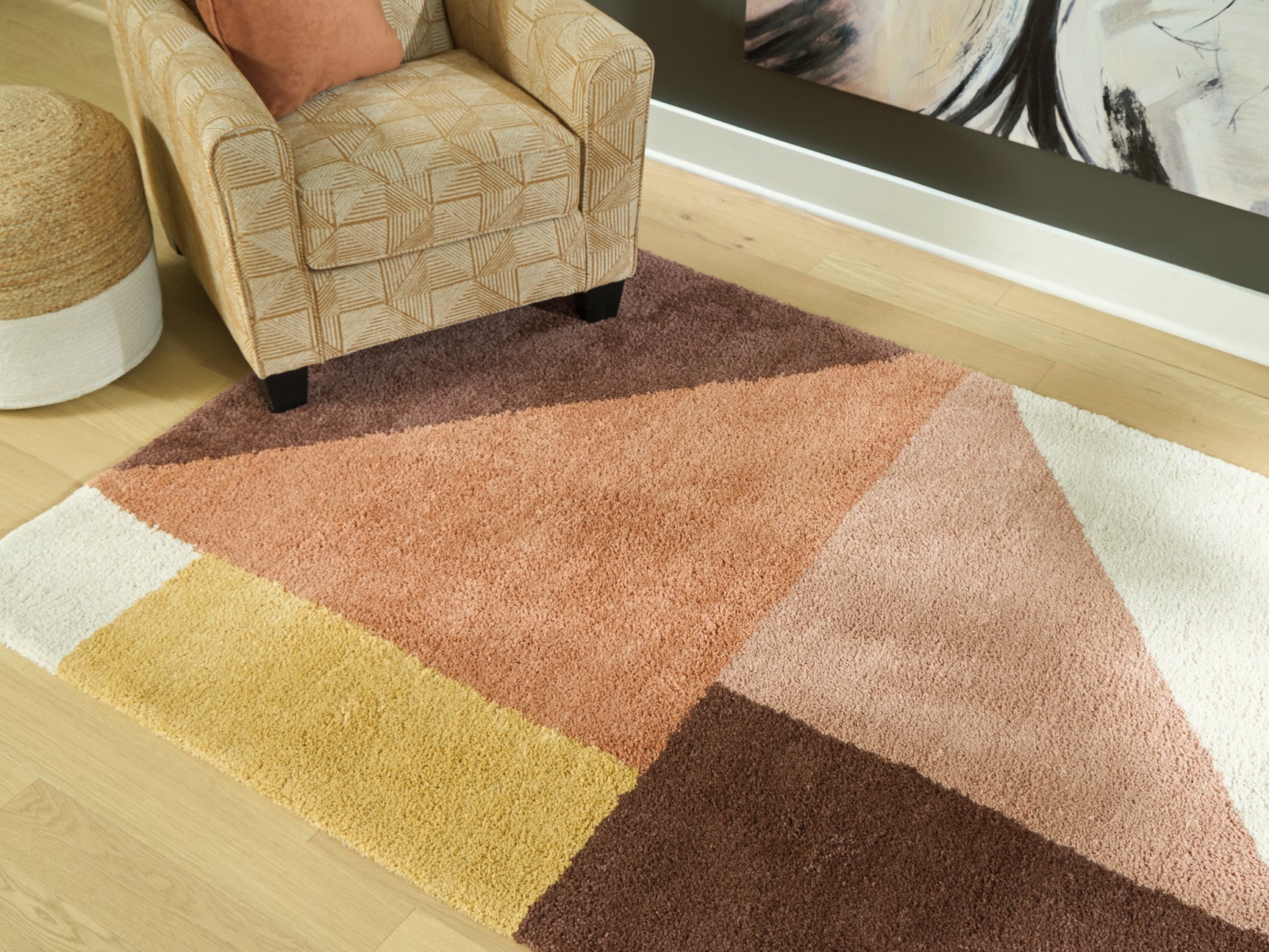Tampa Furniture Outlet - Ashley Furniture - Gailmore Rug - 5' x 7' Rug / Cream/Pink/Ocher - R407172