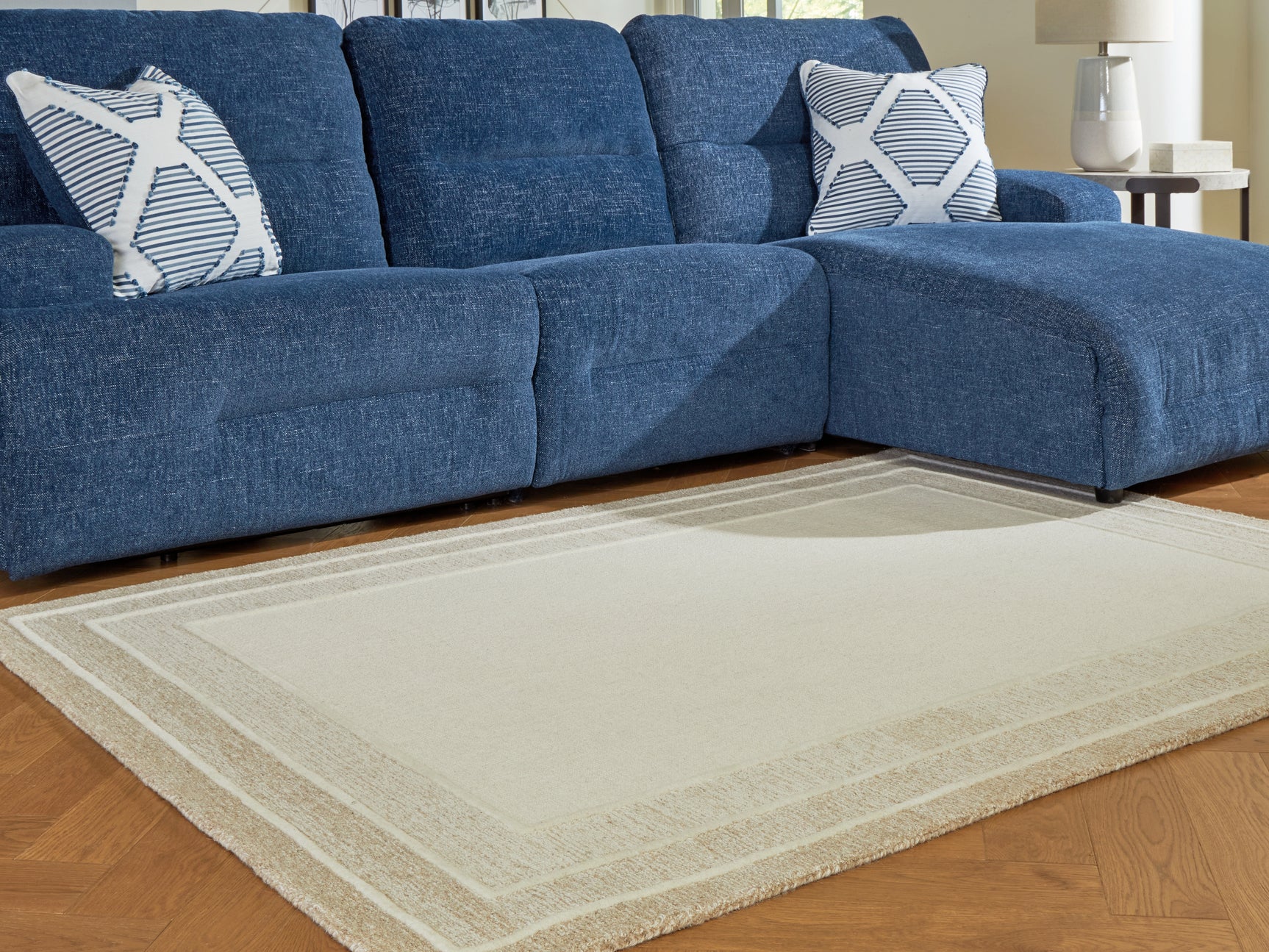 Tampa Furniture Outlet - Ashley Furniture - Teelgan Rug - Extra Large Rug / Ivory/Tan - R407310