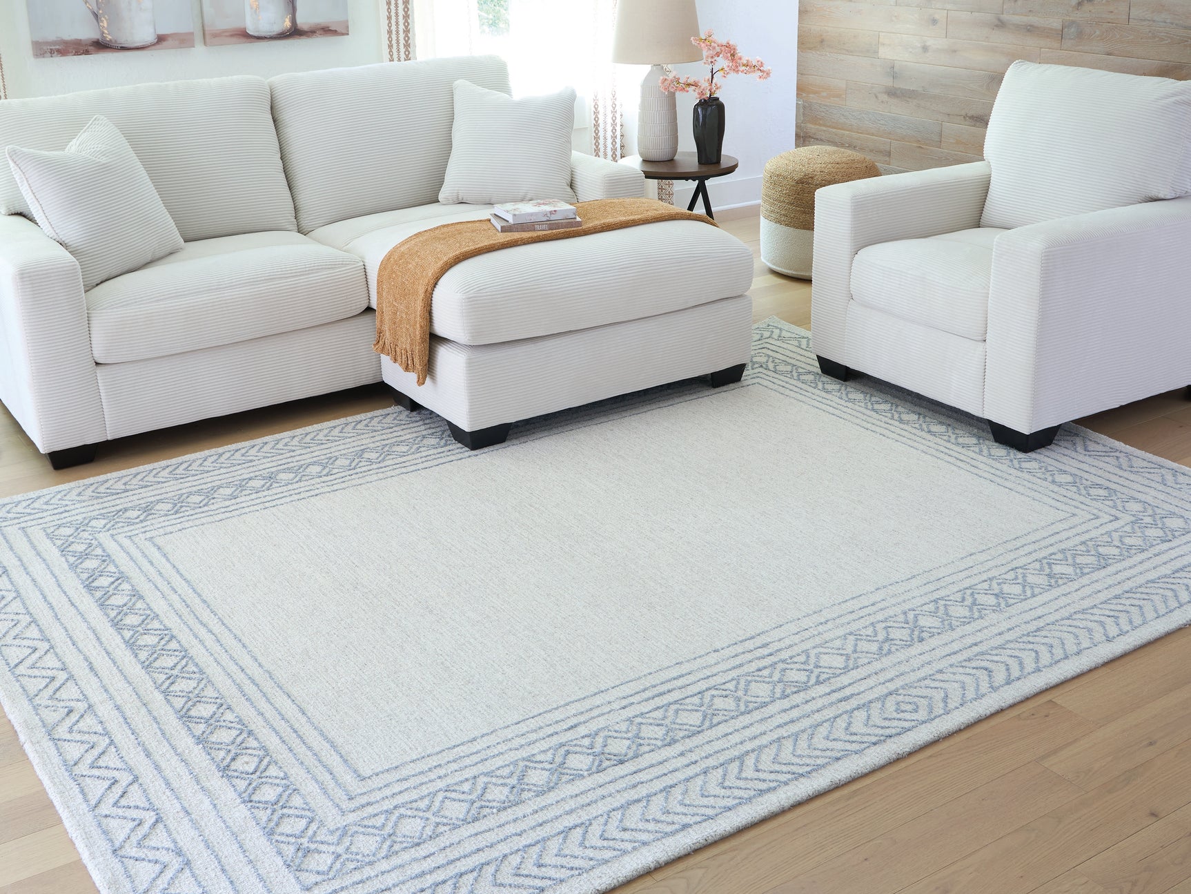 Tampa Furniture Outlet - Ashley Furniture - Azelhurst Rug - 7'8" x 10' Area Rug / Blue/Ivory/Gray - R407851