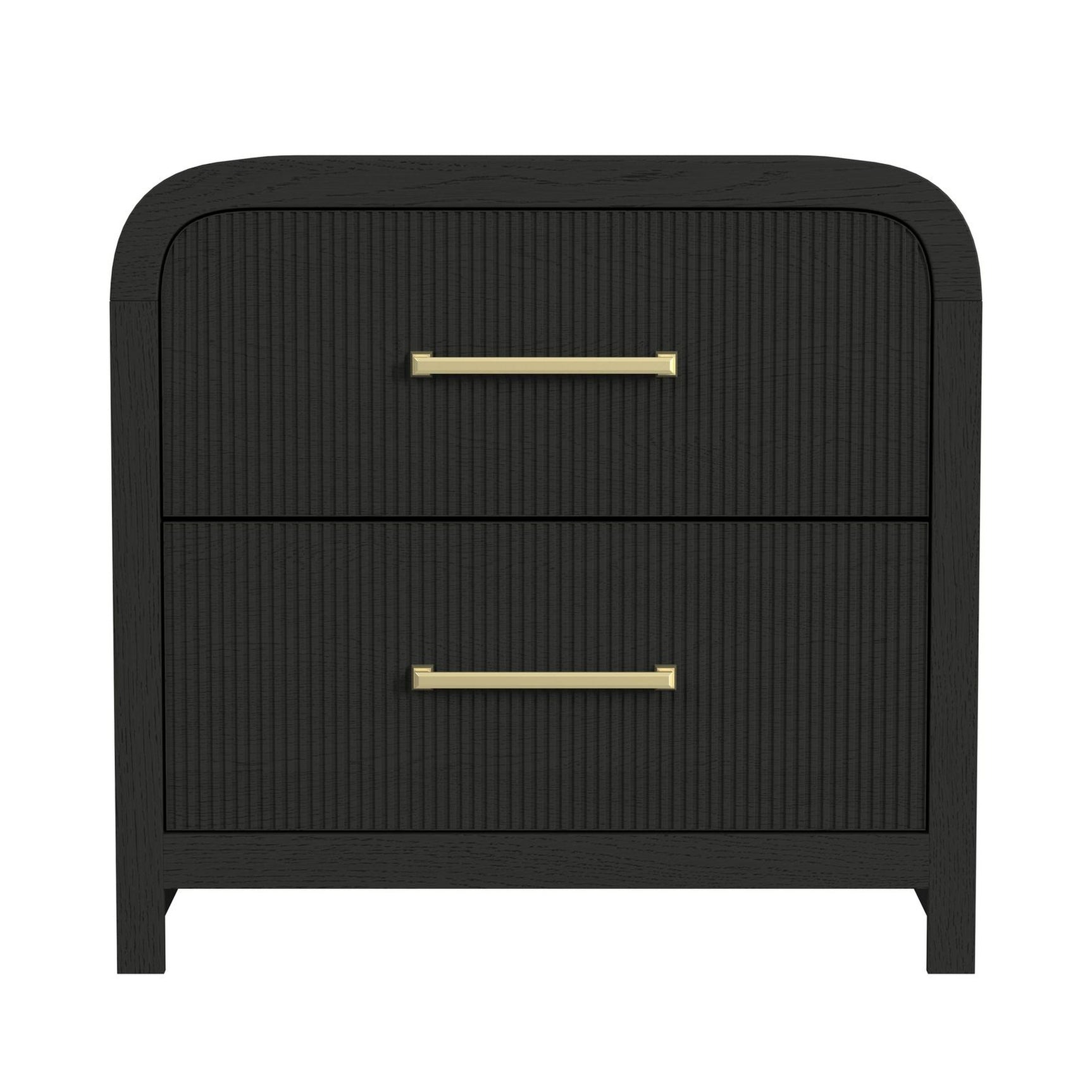 Ridgemont 2-Drawer Nightstand with USB in Black with Grain