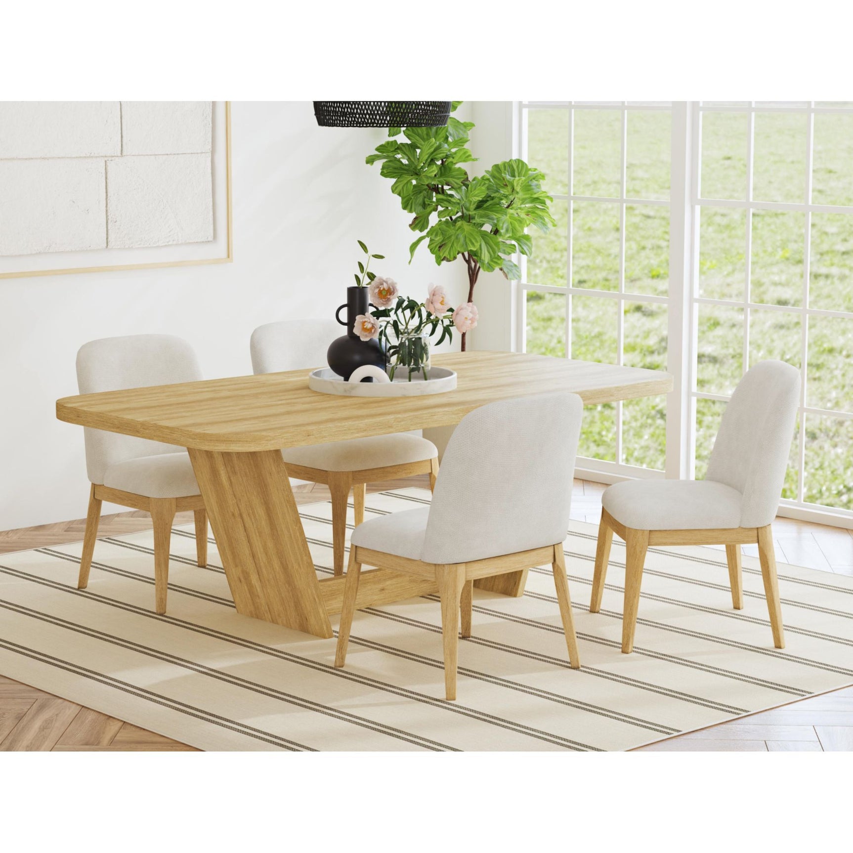 Sylvie Dining Side Chair with White Fabric in Natural (2 Per Carton) - Tampa Furniture Outlet
