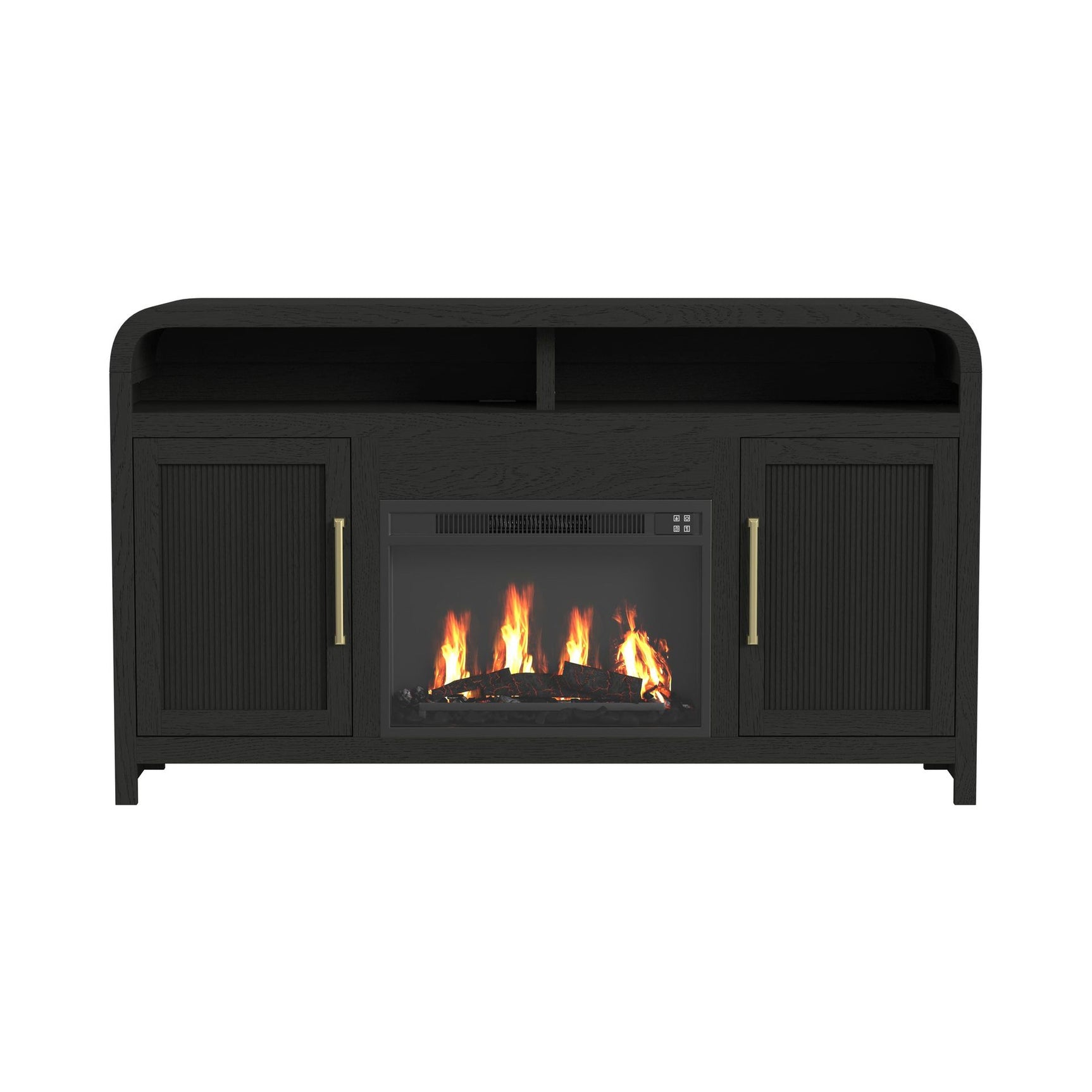 Ridgemont Complete 60" Fireplace Cabinet in Black with Grain - Single Pack