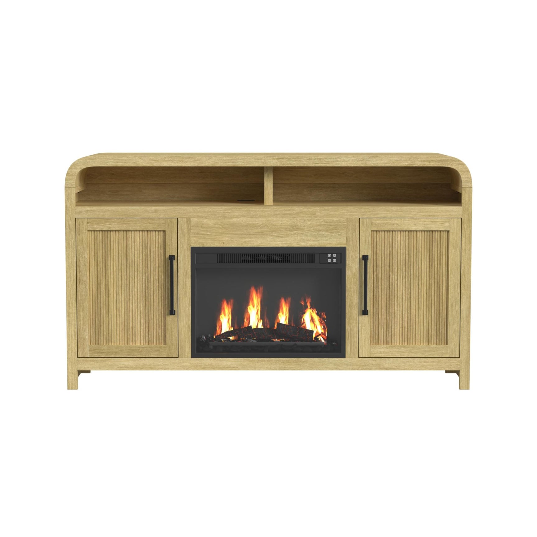 Ridgemont Complete 60" Fireplace Cabinet in Natural - Single Pack - Tampa Furniture Outlet