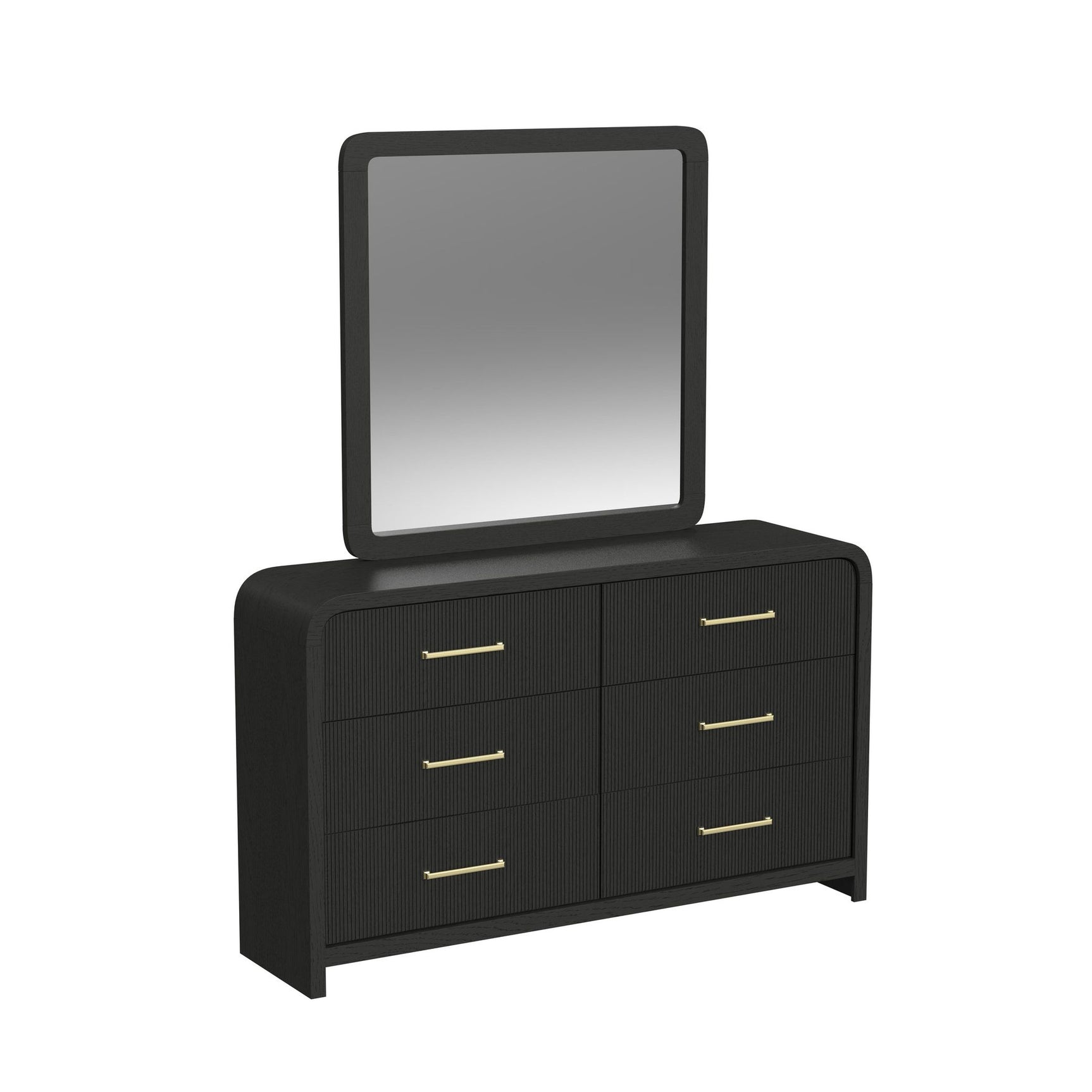 Ridgemont Dresser and Mirror Set in Black with Grain