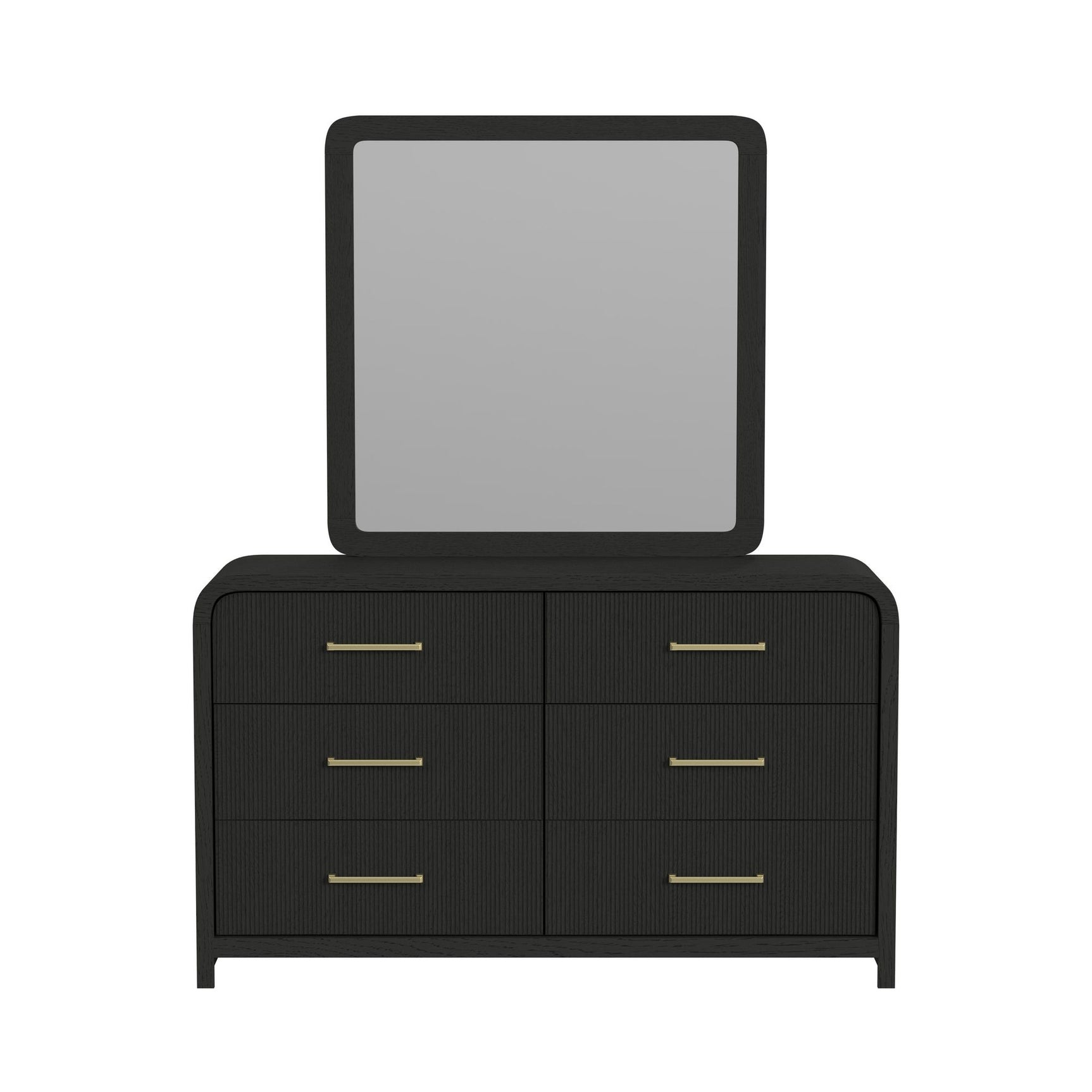 Ridgemont Dresser and Mirror Set in Black with Grain