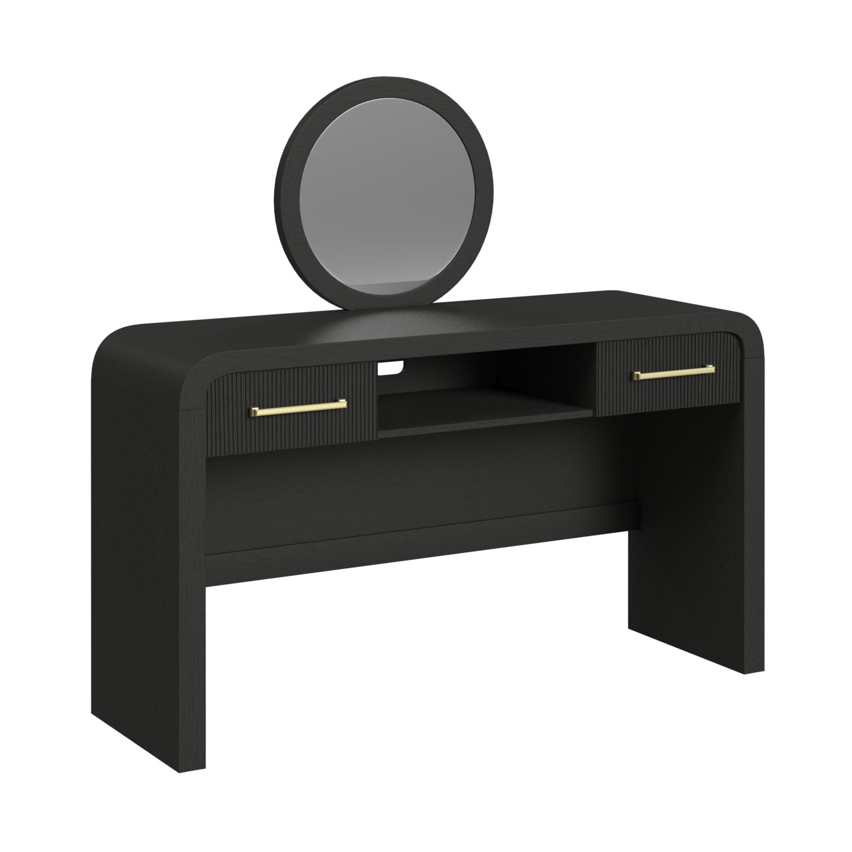 Ridgemont Dressing Table and Mirror in Black with Grain - Tampa Furniture Outlet