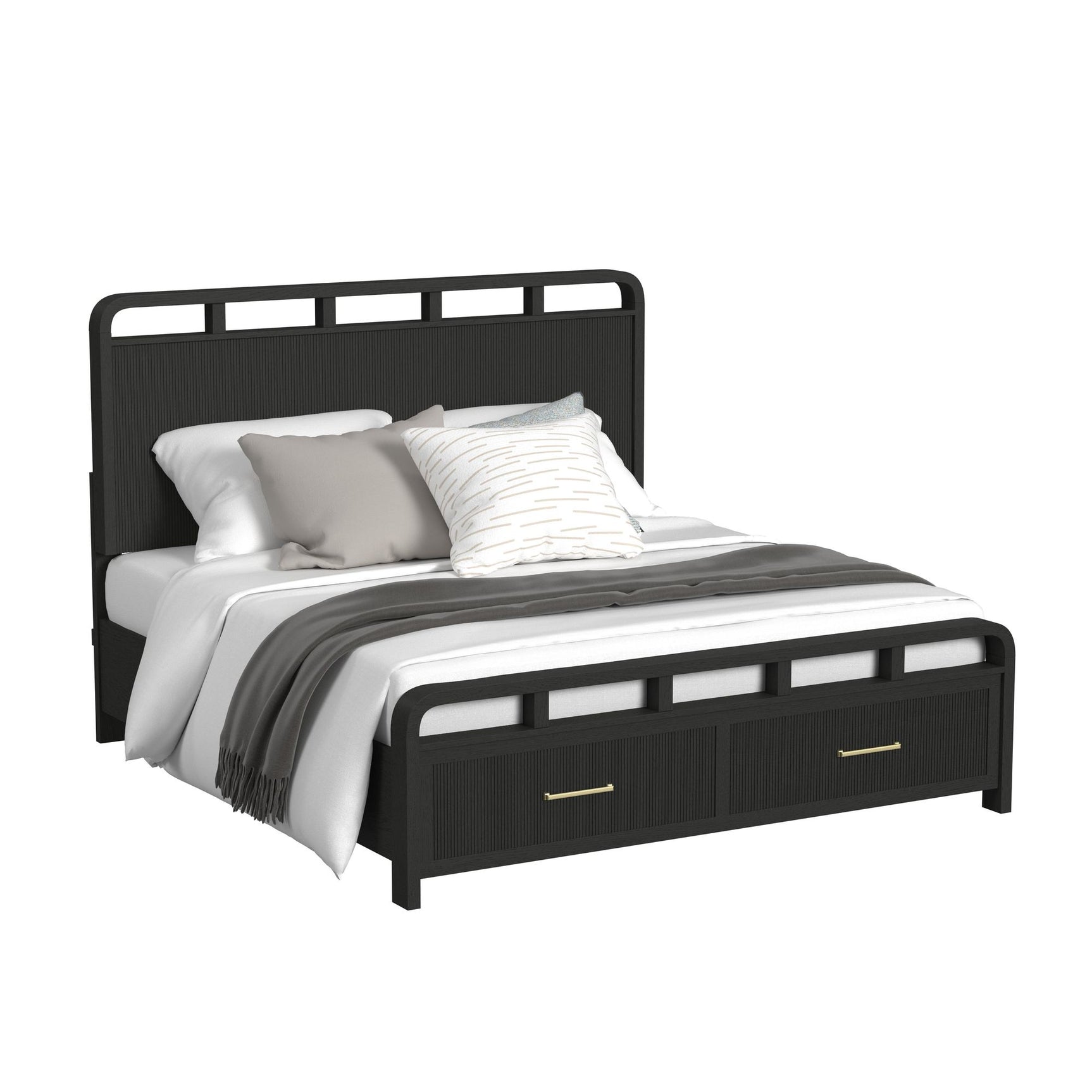 Ridgemont King Storage Bed in Black with Grain - Tampa Furniture Outlet