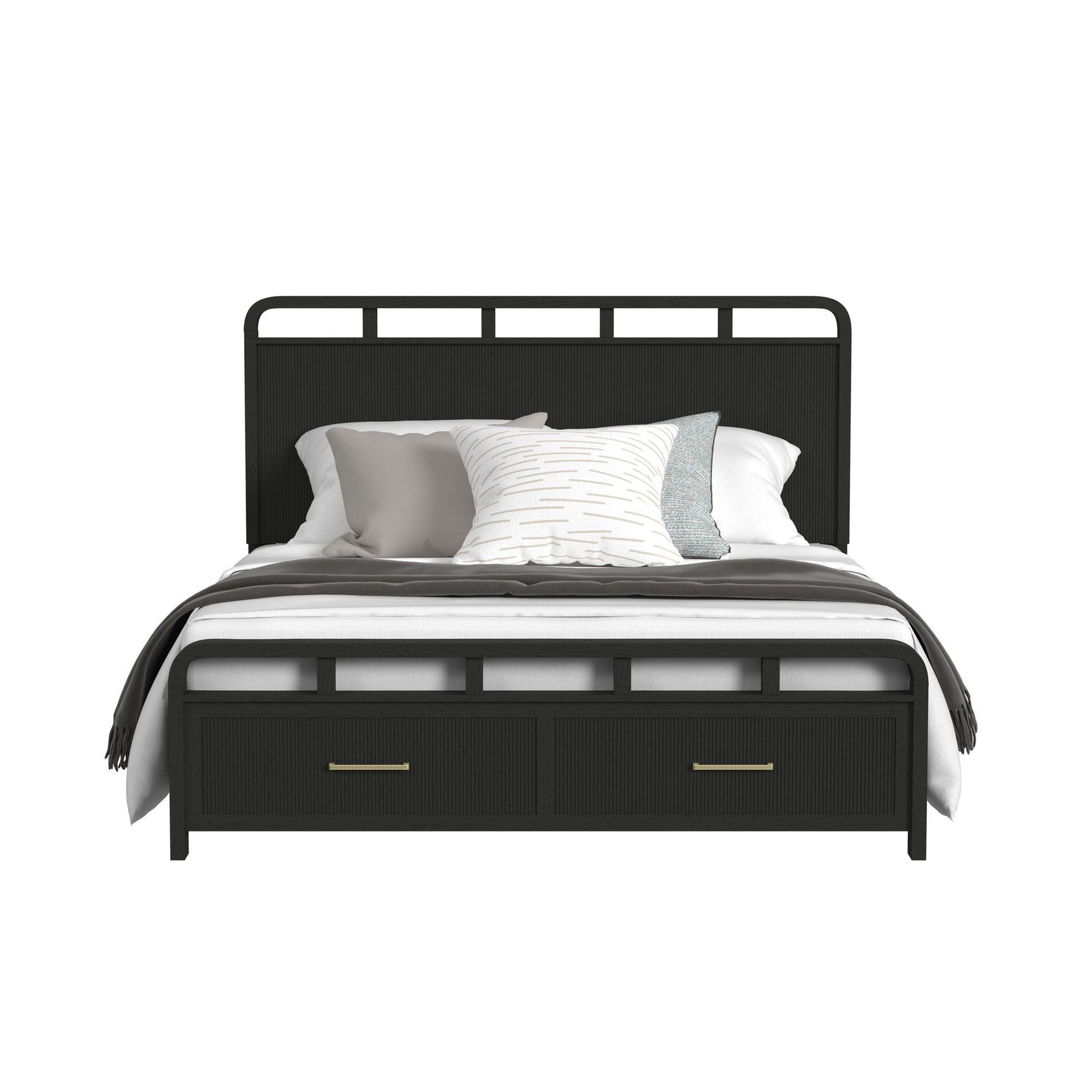 Ridgemont King Storage Bed in Black with Grain