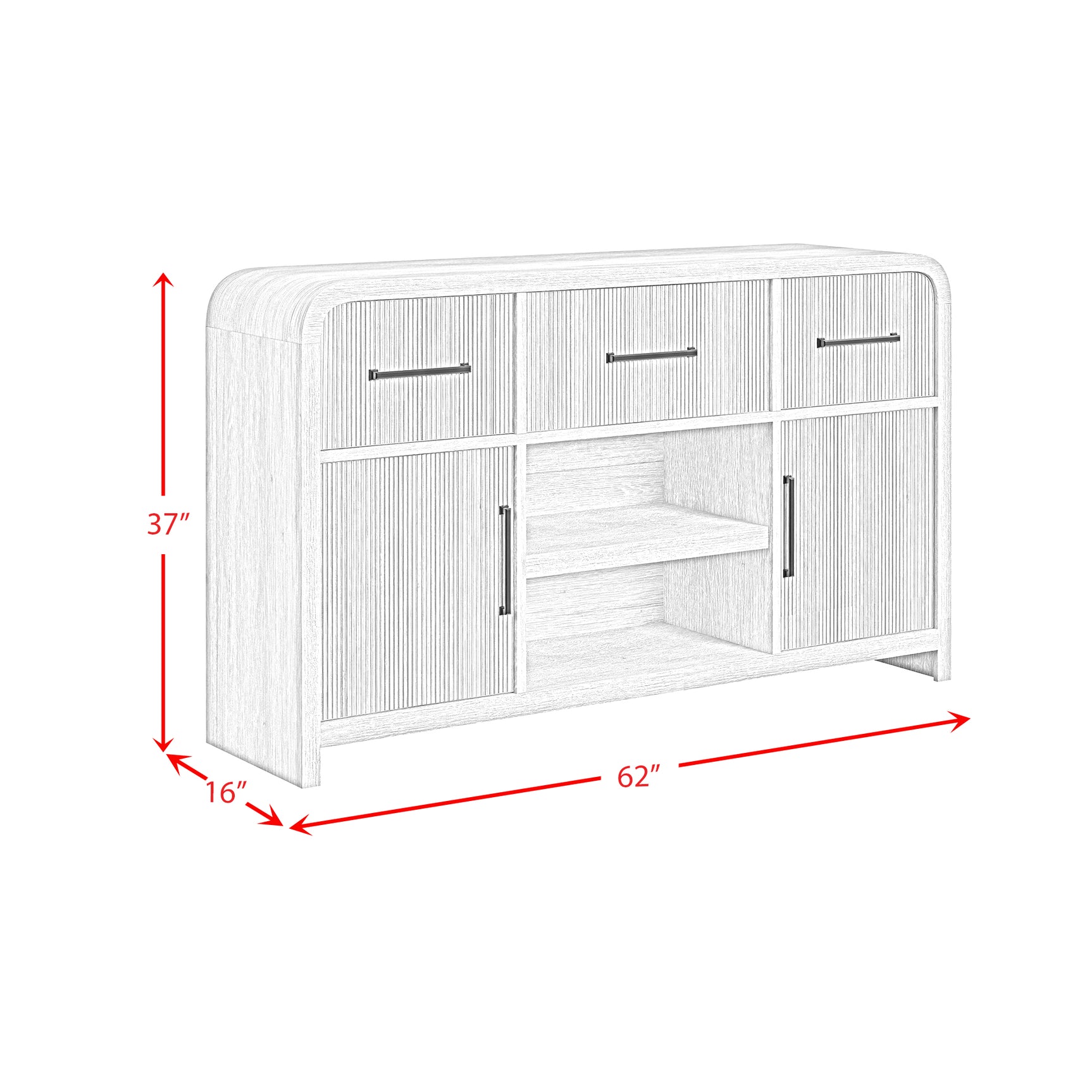 Ridgemont Server in Black with Grain - Tampa Furniture Outlet