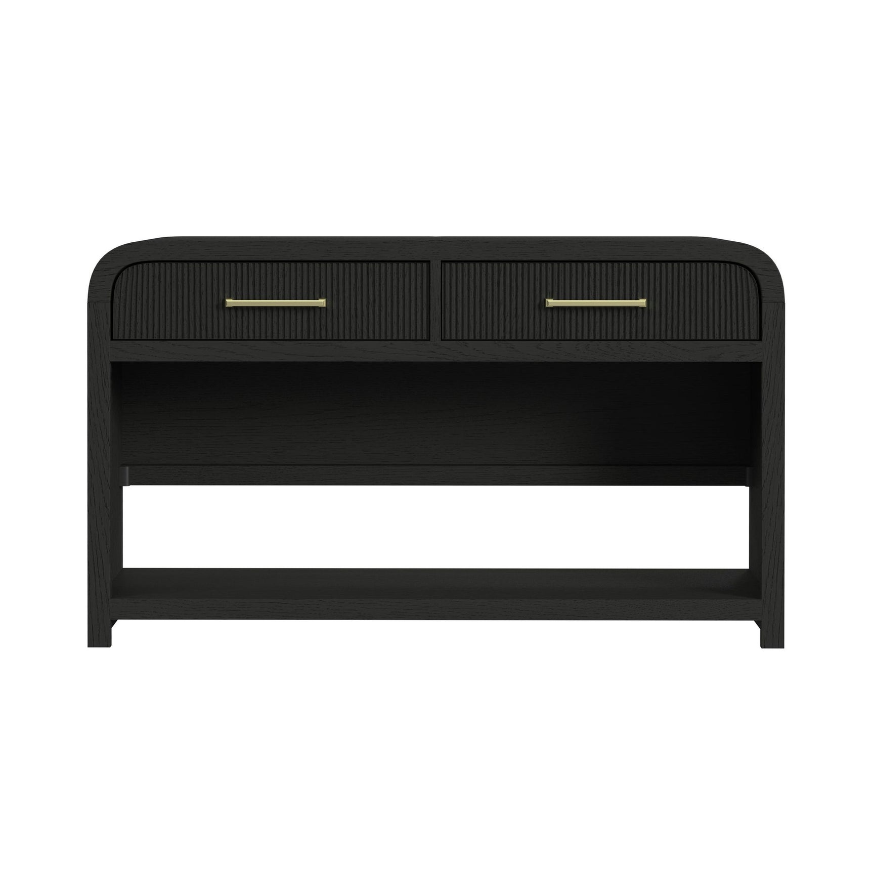 Ridgemont Sofa Table with Bottom Shelf in Black with Grain