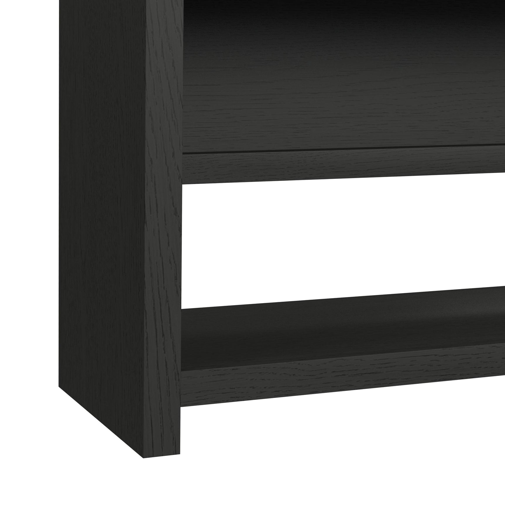 Ridgemont Sofa Table with Bottom Shelf in Black with Grain - Tampa Furniture Outlet