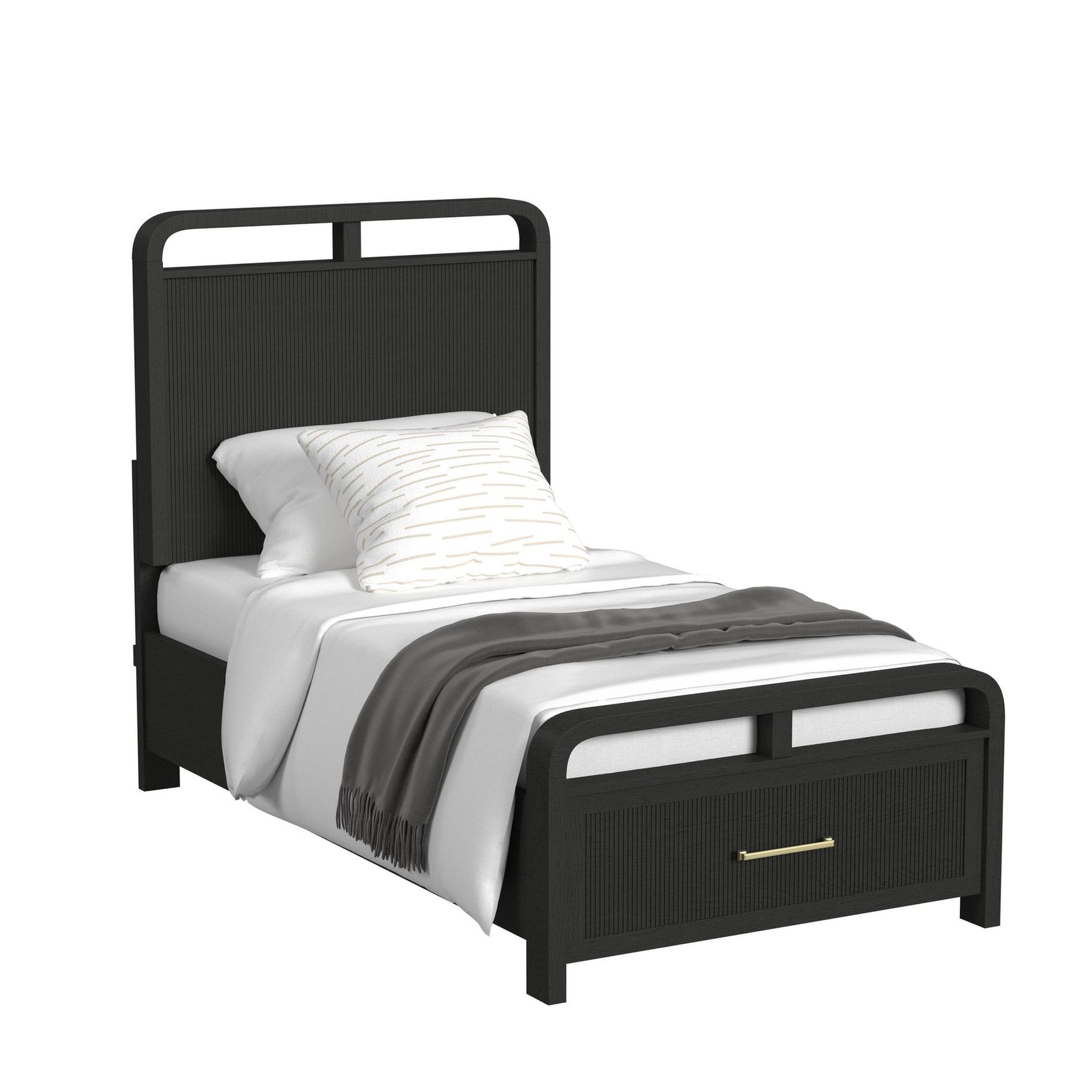 Ridgemont Twin Storage Bed in Black with Grain