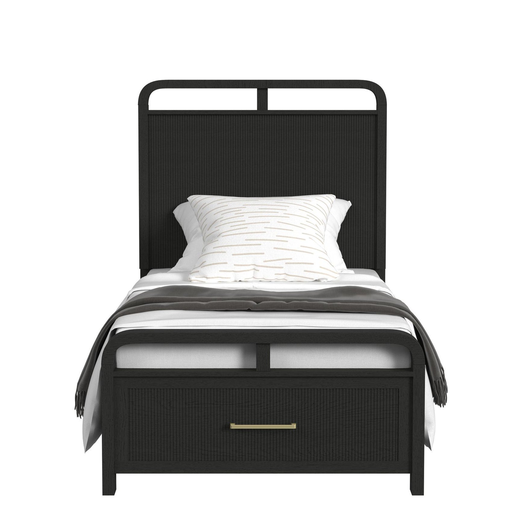 Ridgemont Twin Storage Bed in Black with Grain