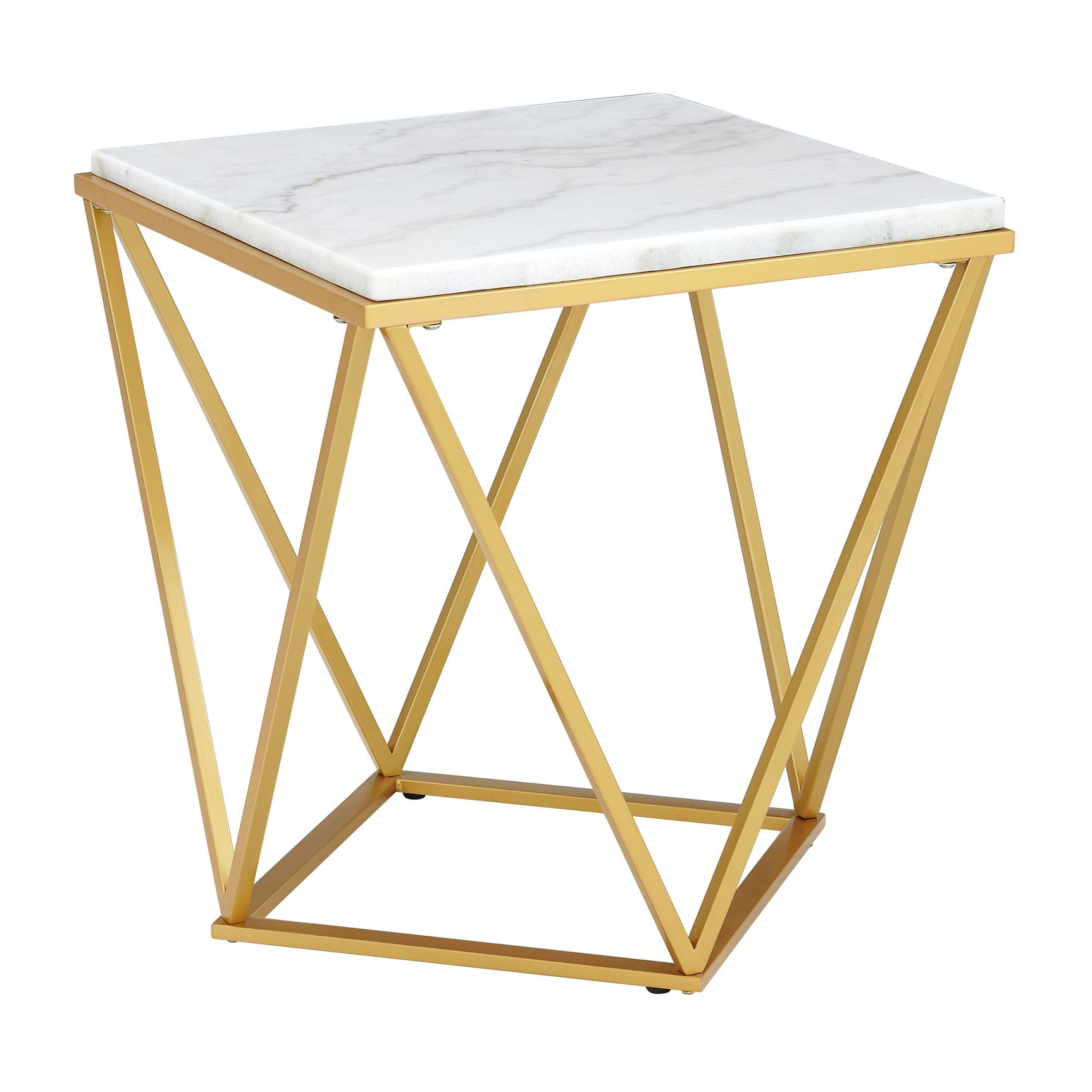 Riko Square End Table W/Gold Metal Leg - Tampa Furniture Outlet
