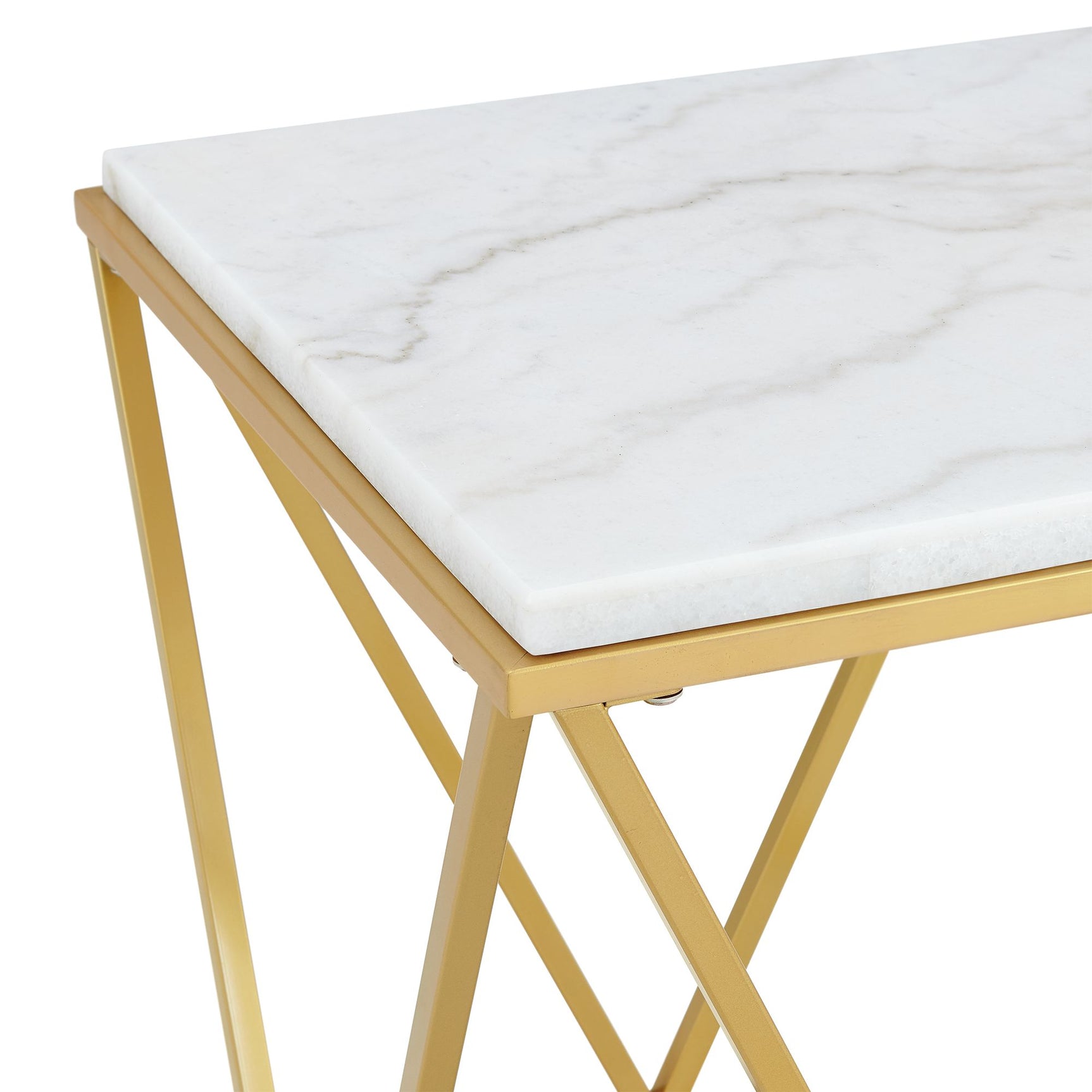 Riko Square End Table W/Gold Metal Leg - Tampa Furniture Outlet