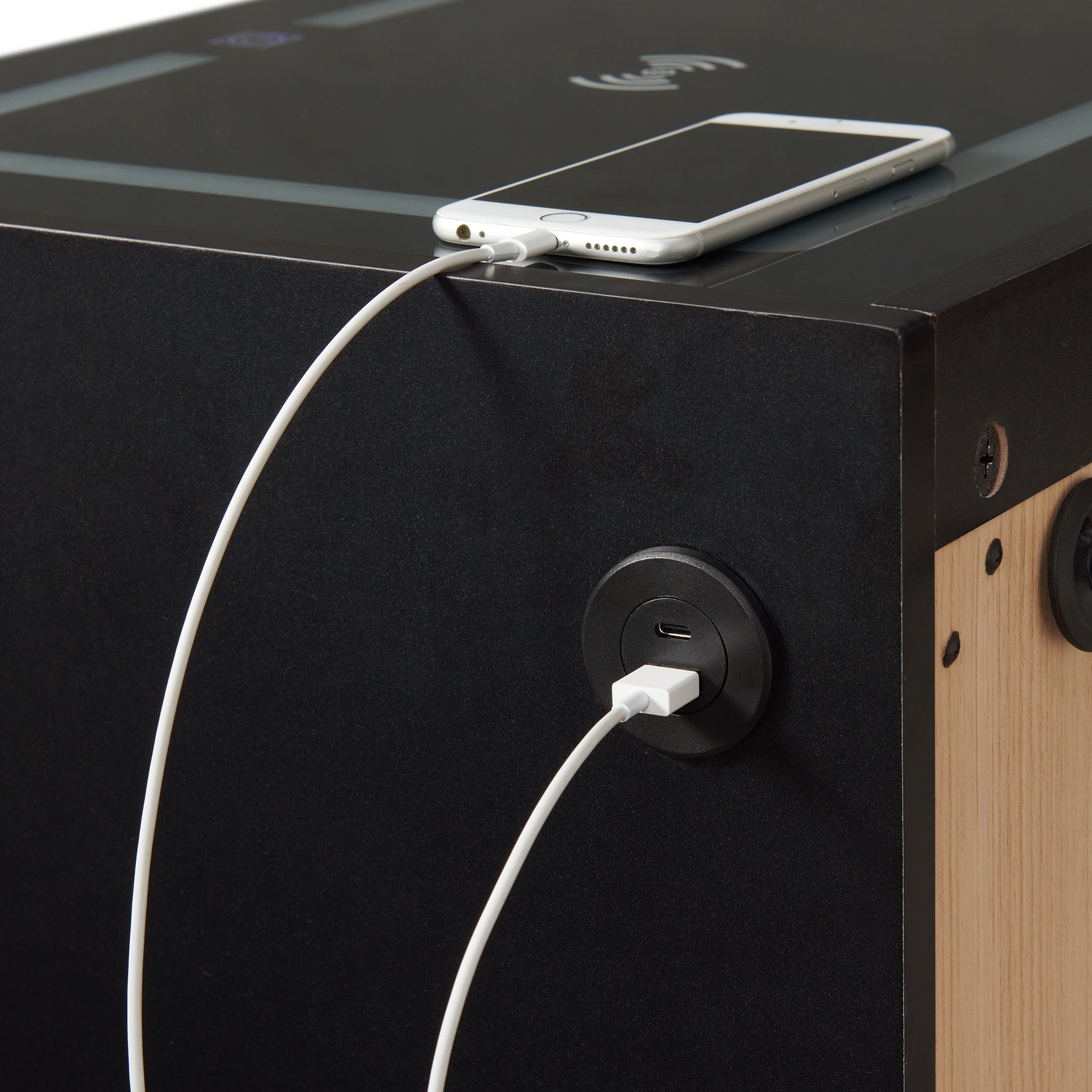 Rio Nightstand with Electronic Features in Black