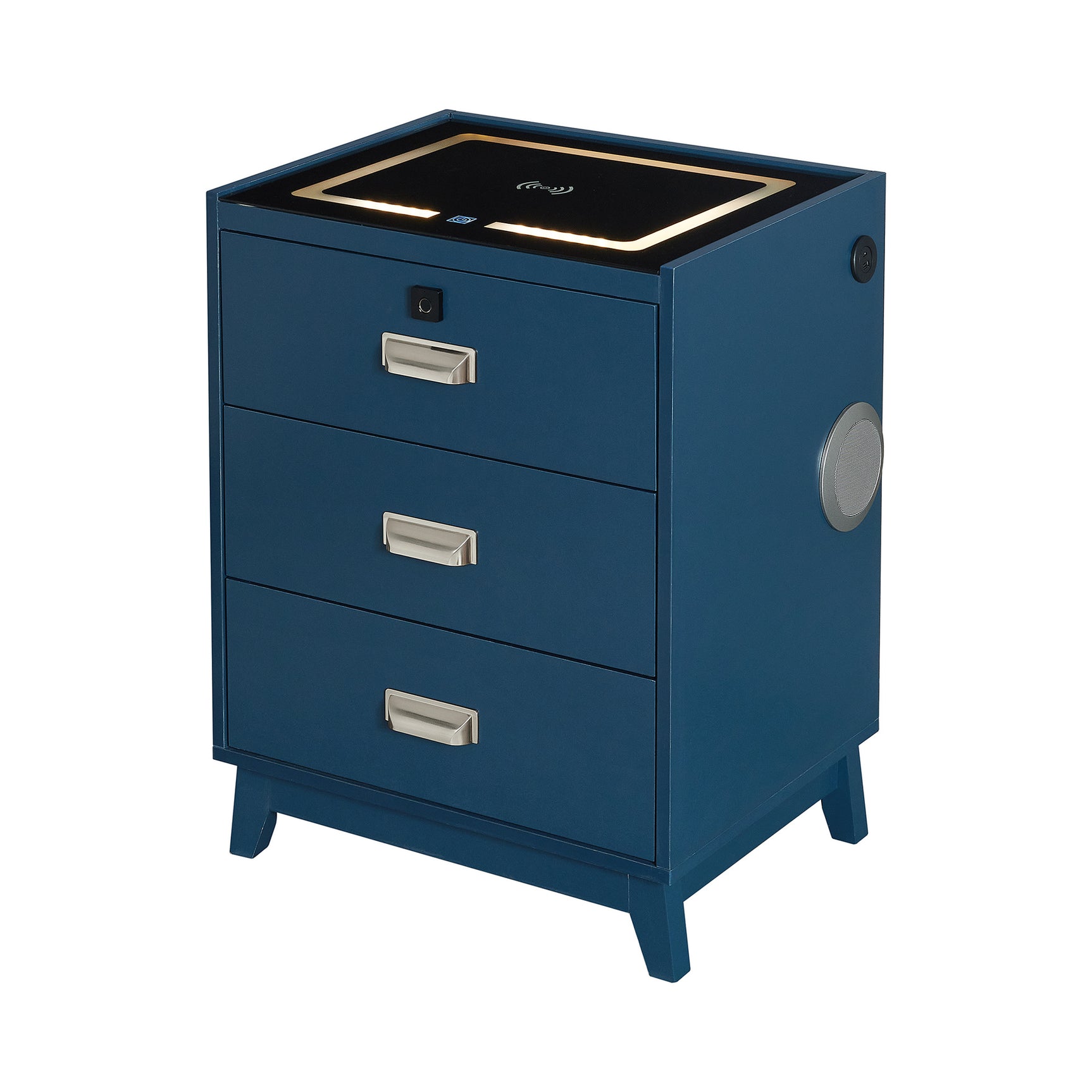 Rio Nightstand with Electronic Features in Blue