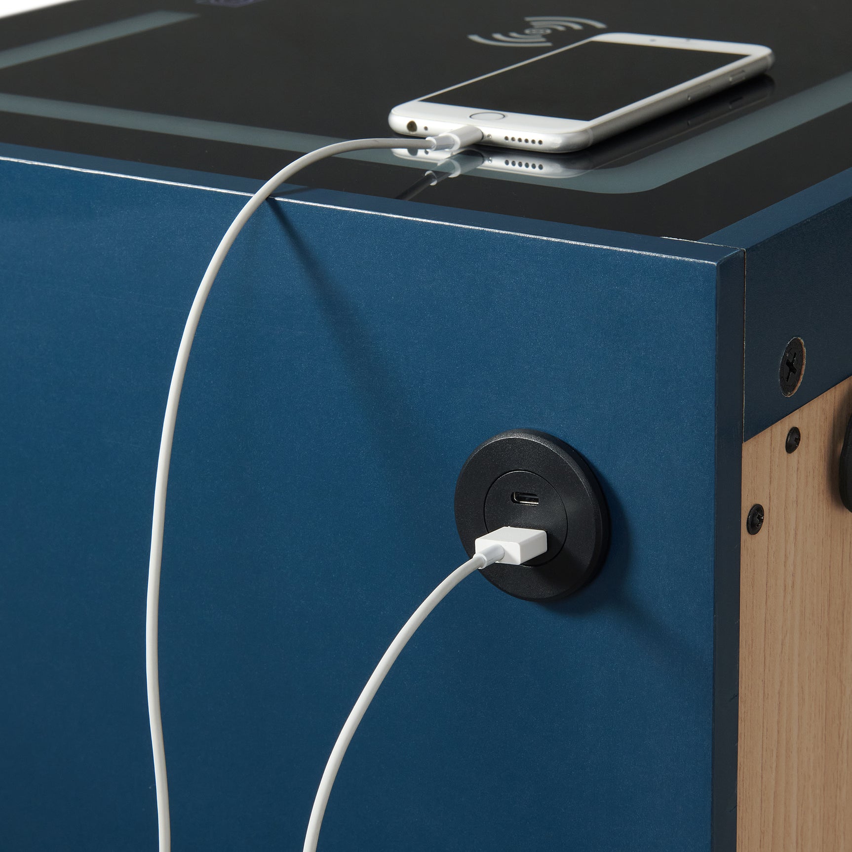 Rio Nightstand with Electronic Features in Blue