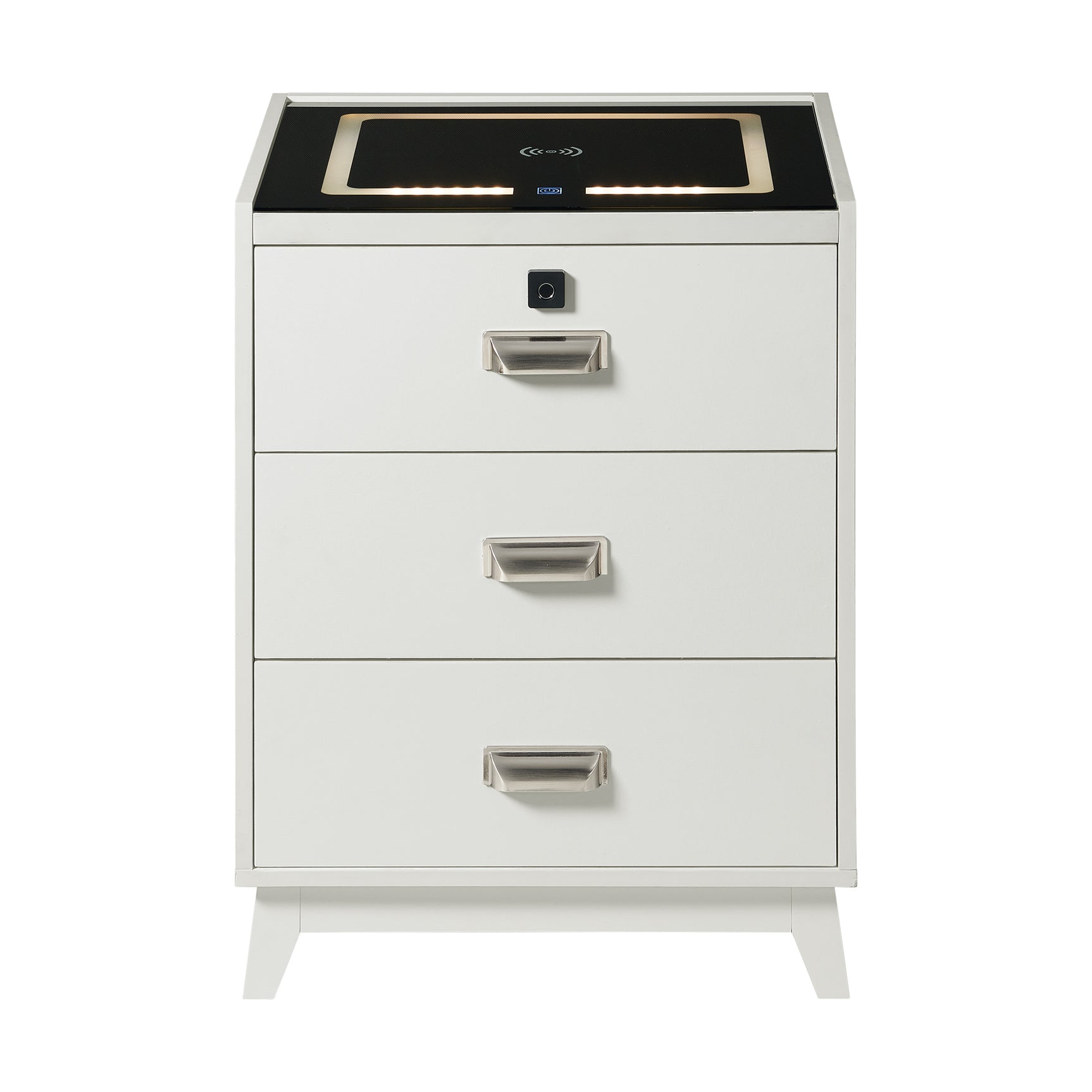 Rio Nightstand with Electronic Features in White - Tampa Furniture Outlet