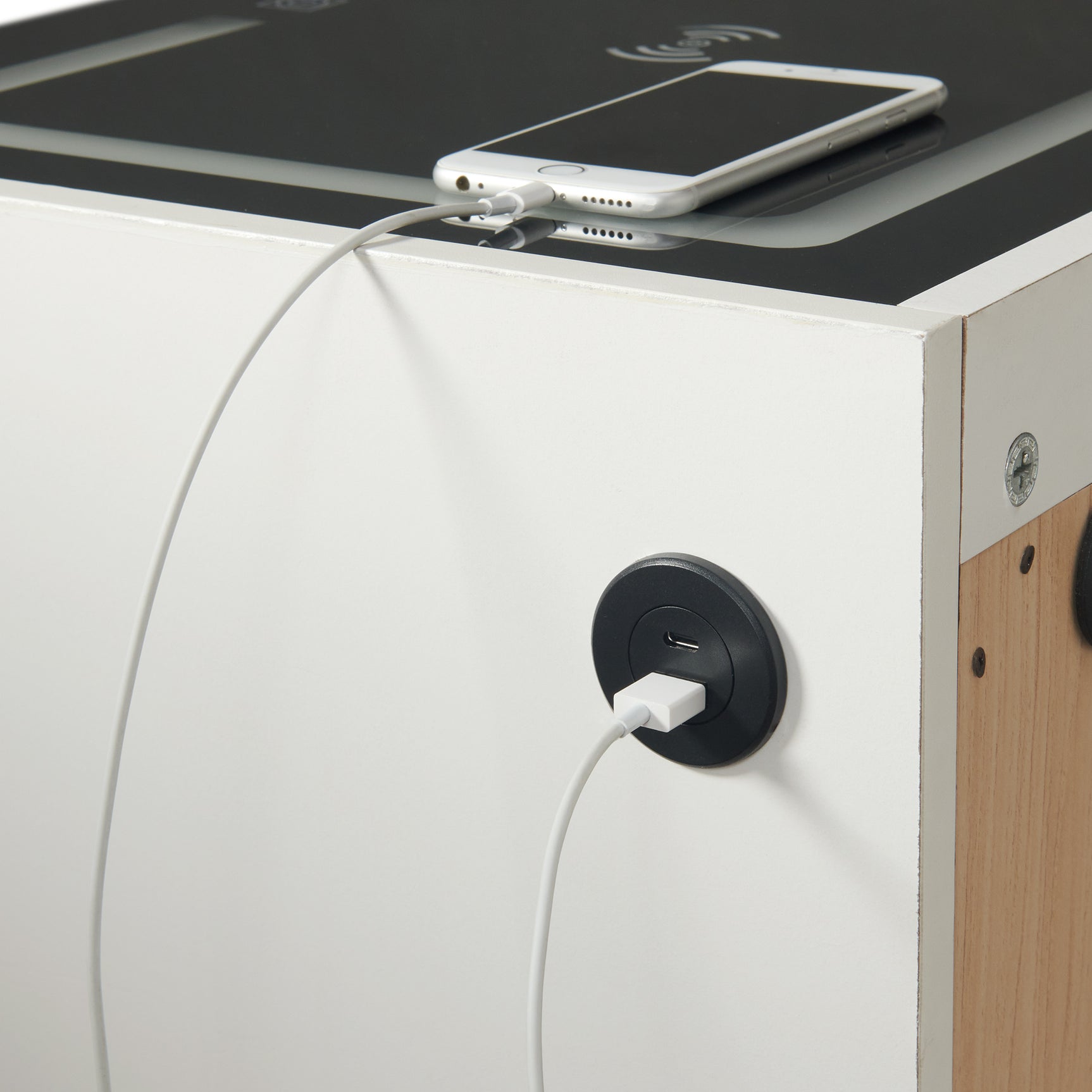 Rio Nightstand with Electronic Features in White