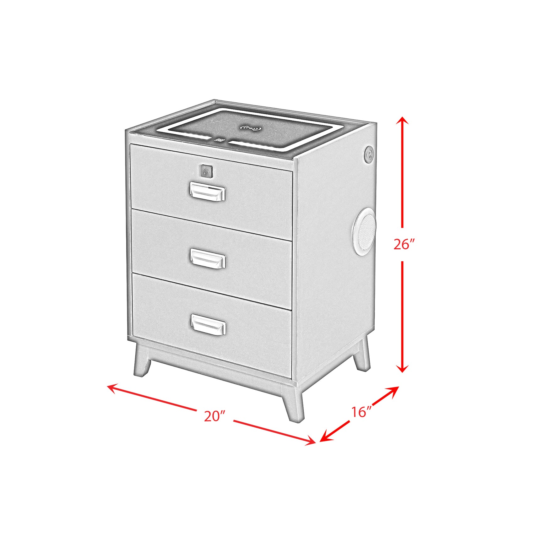 Rio Nightstand with Electronic Features in Black