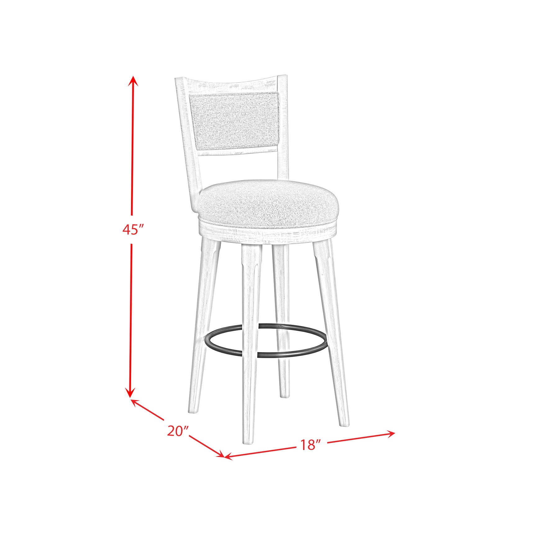 Rogen Rustic Swivel Bar Stool with Grey Fabric in Rustic White (2 Per Carton) - Tampa Furniture Outlet