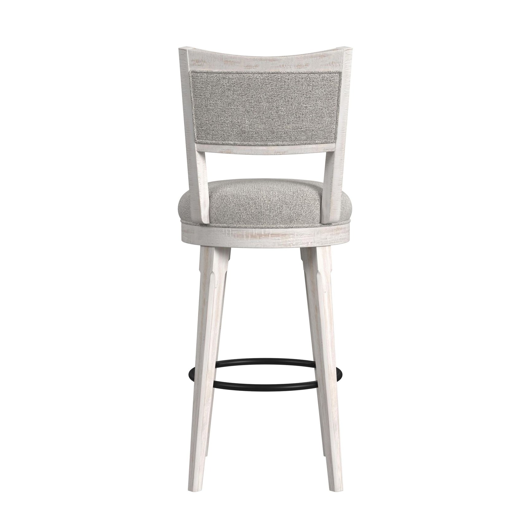 Rogen Rustic Swivel Bar Stool with Grey Fabric in Rustic White (2 Per Carton) - Tampa Furniture Outlet