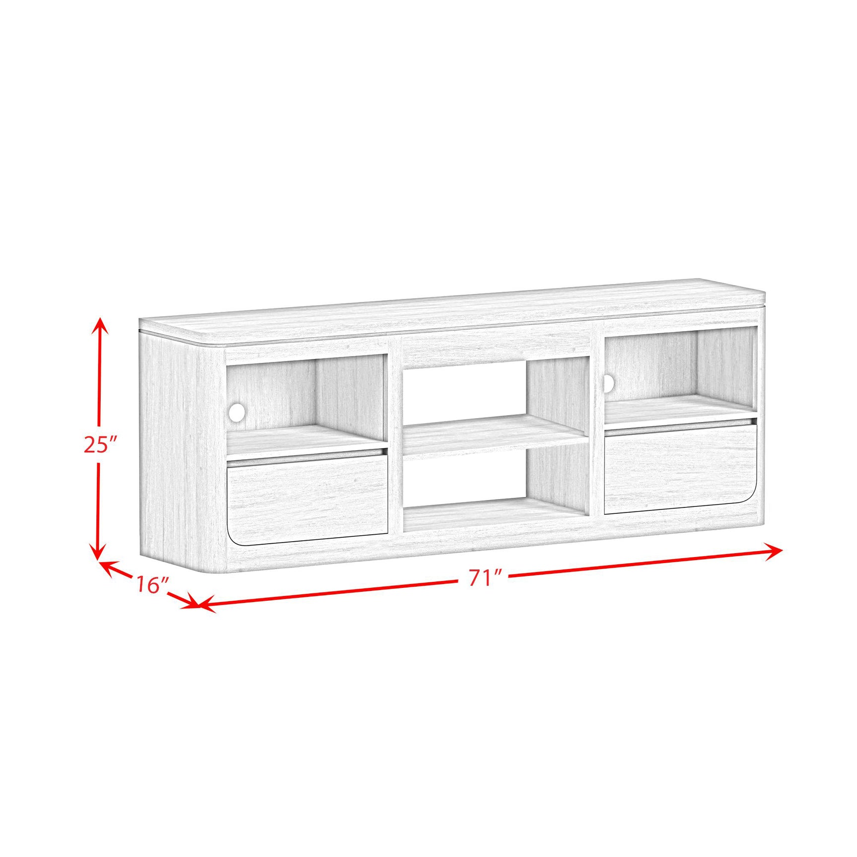 Rosalie 71" TV Console without Fireplace Insert in Natural