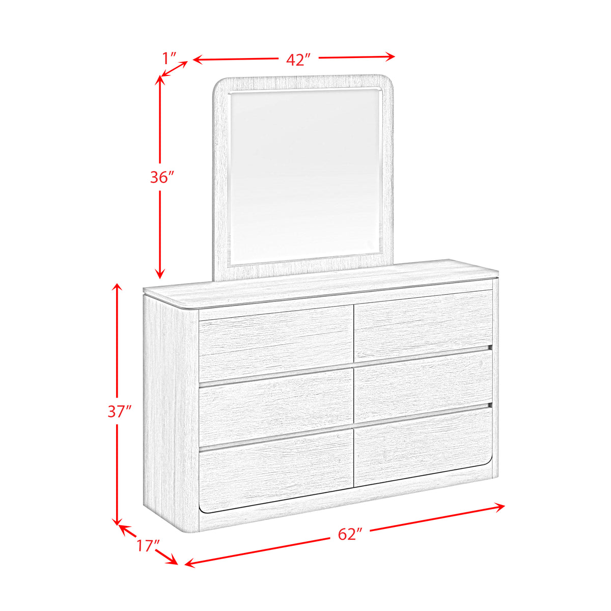 Rosalie Dresser and Mirror Set in Natural