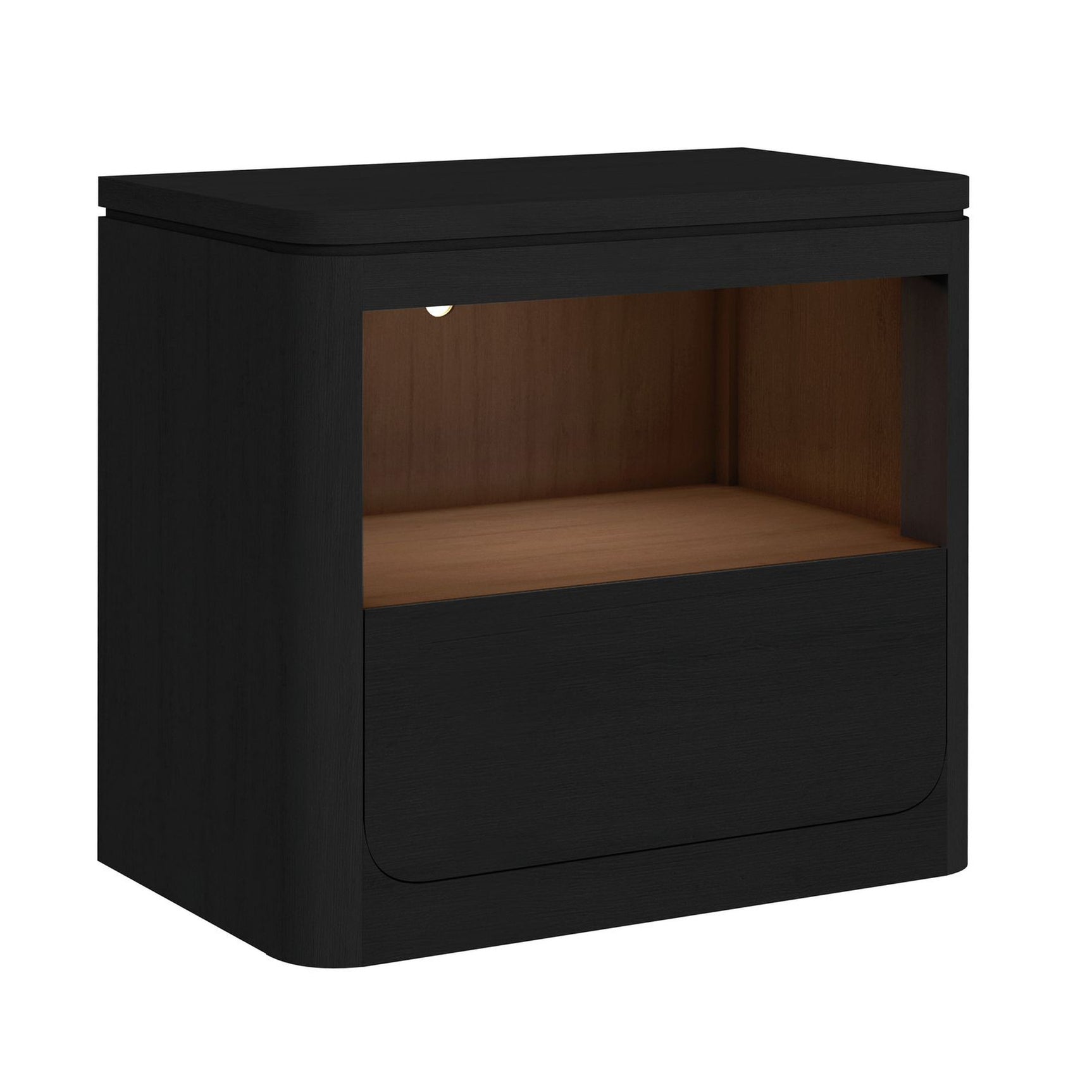 Rosalie Nightstand with USB and LED in Black