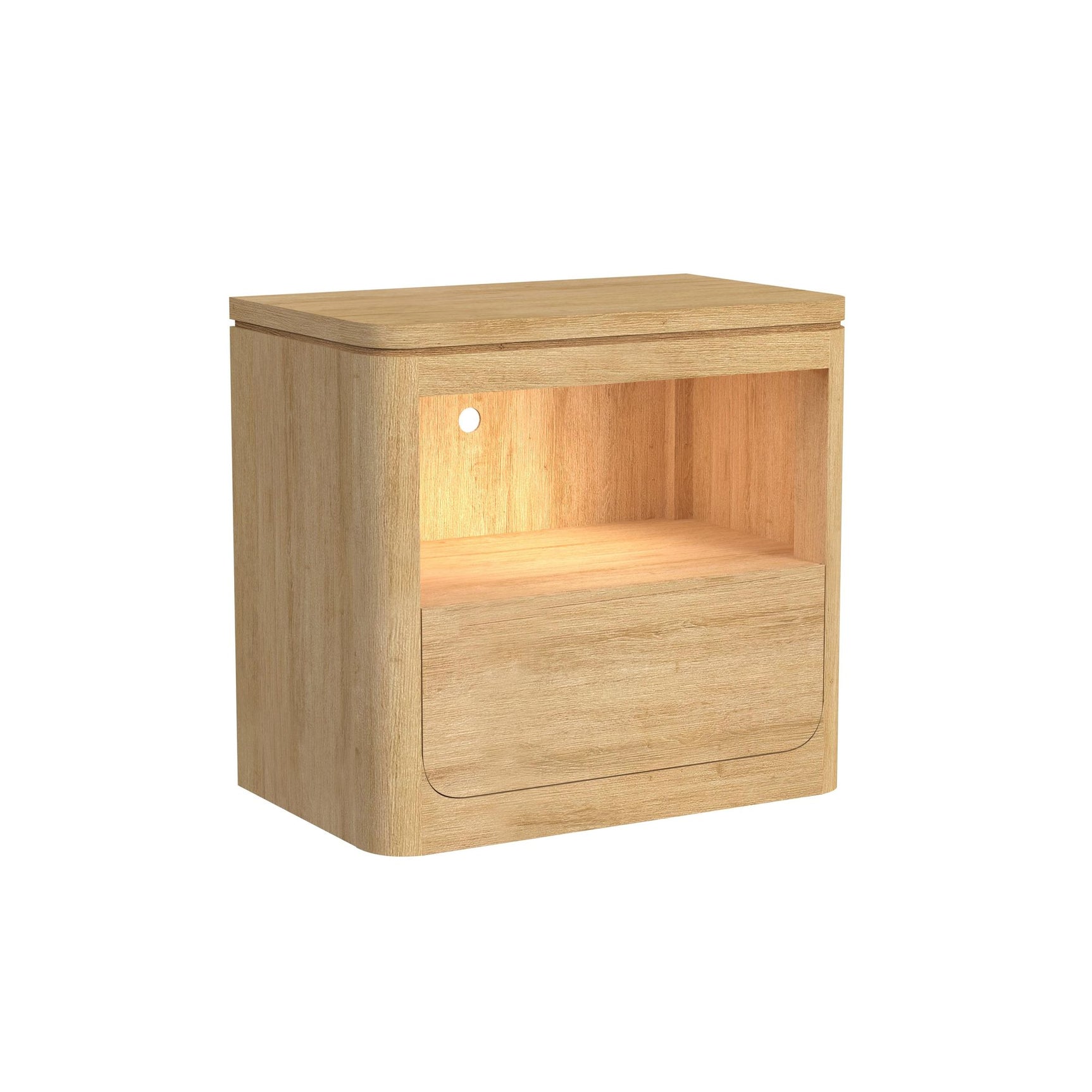 Rosalie Nightstand with USB & LED in Natural - Tampa Furniture Outlet