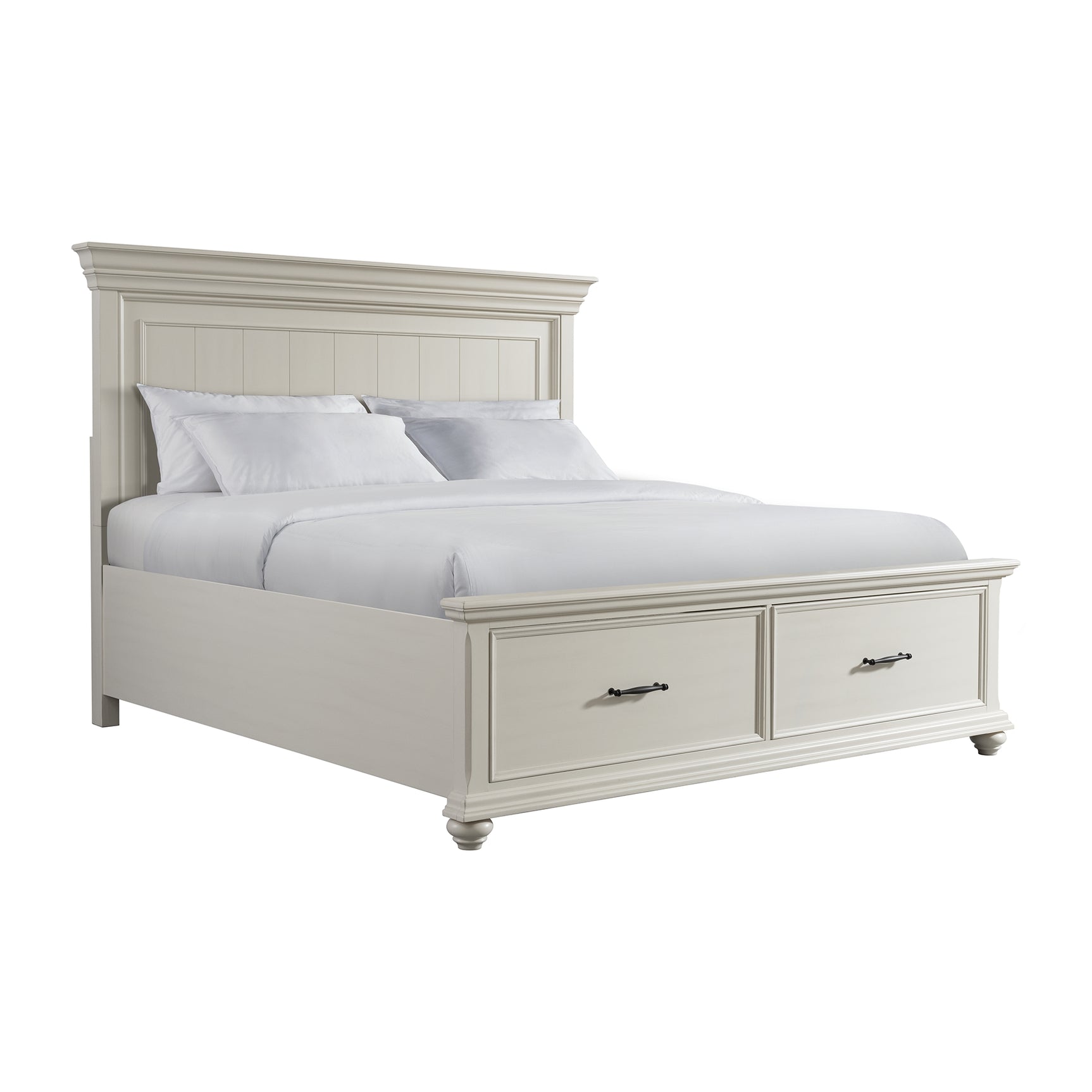 Slater King Bed in Antique White - Tampa Furniture Outlet