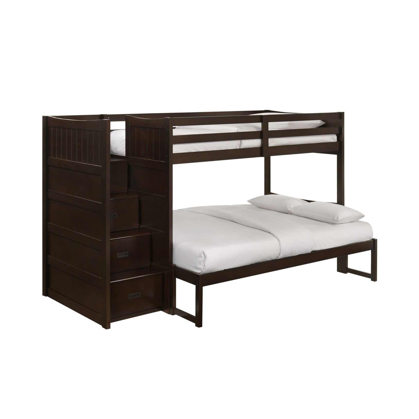 Sami Twin Over Full Step Bunk with Left HB in Espresso