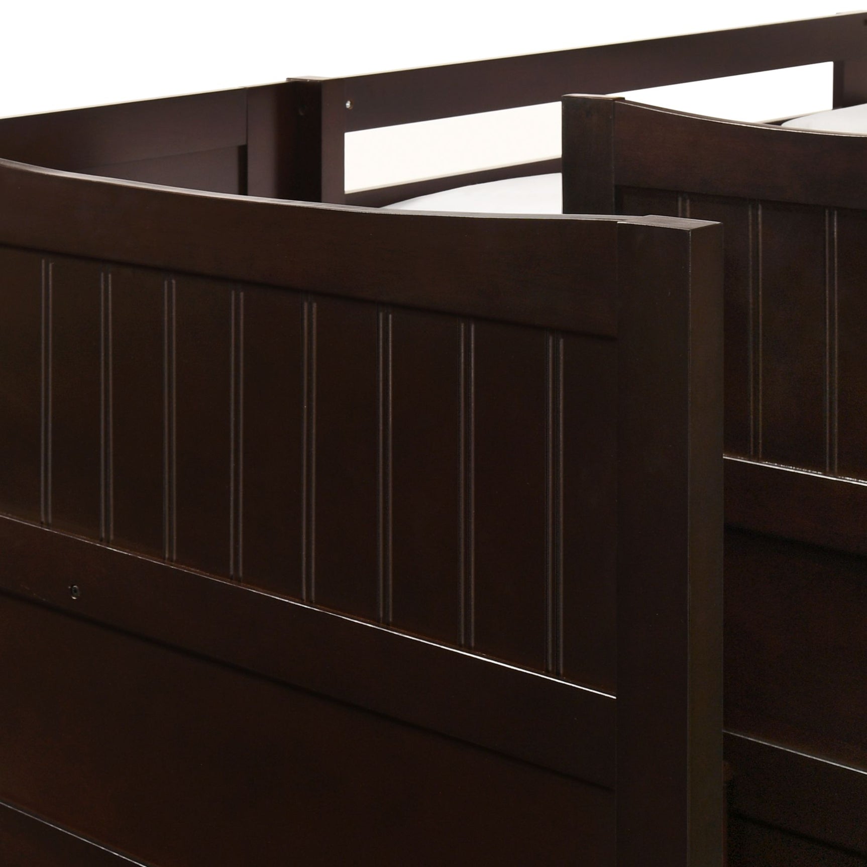 Sami Twin Over Full Step Bunk with Left HB in Espresso