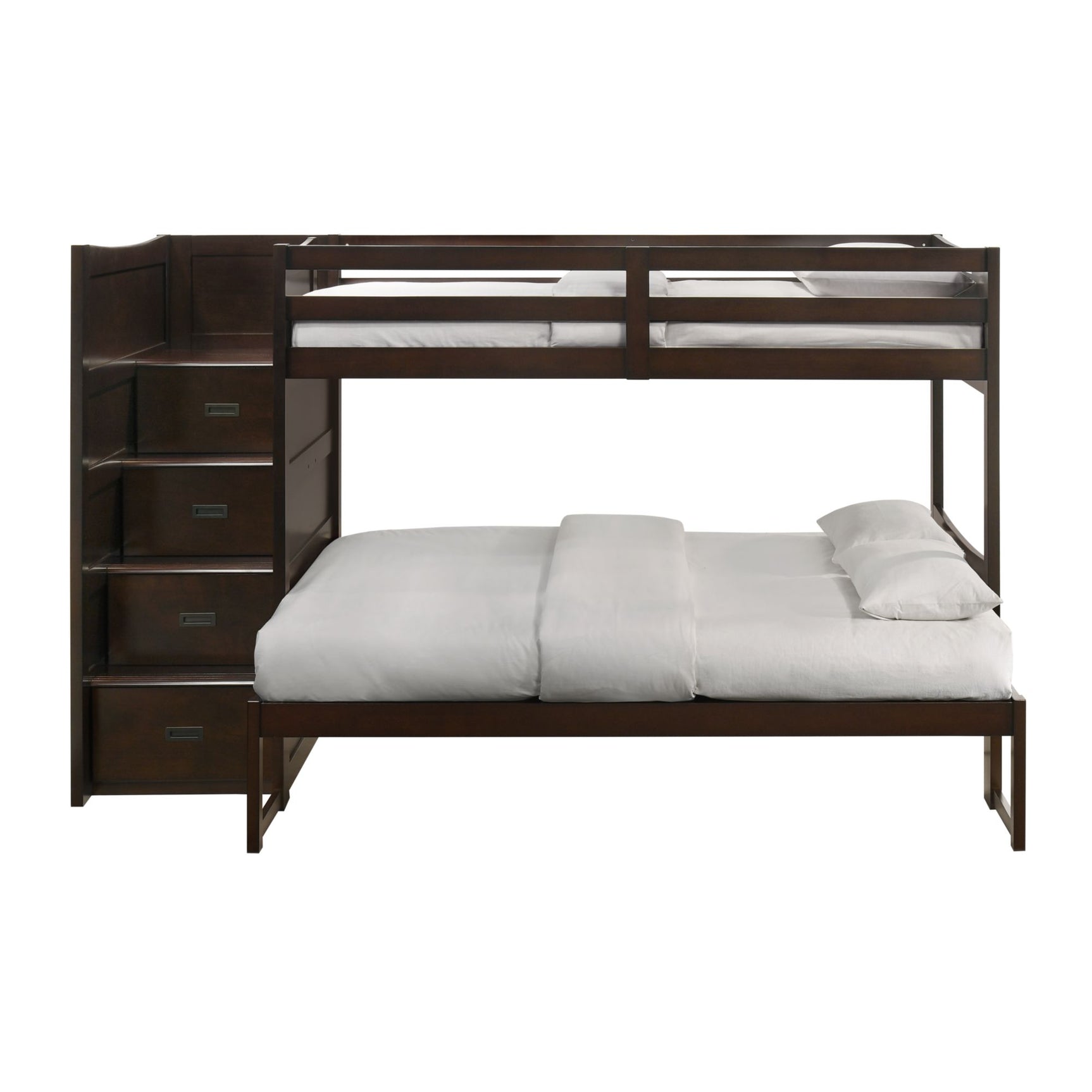 Sami Twin Over Full Step Bunk with Left HB in Espresso - Tampa Furniture Outlet