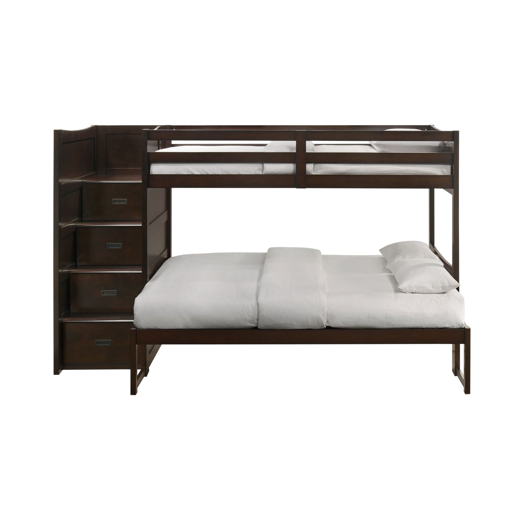 Sami Twin Over Full Step Bunk with Left HB in Espresso