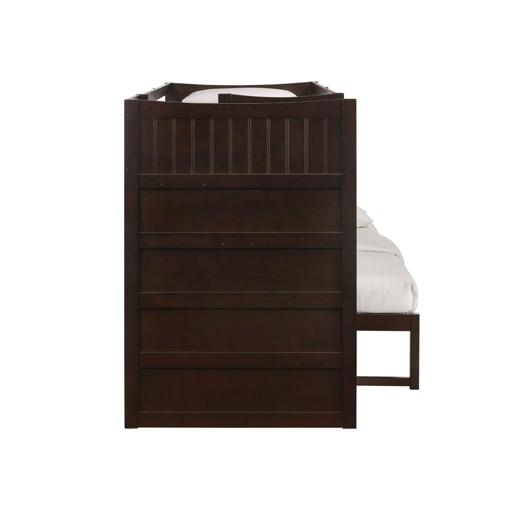 Sami Twin Over Full Step Bunk with Left HB in Espresso - Tampa Furniture Outlet