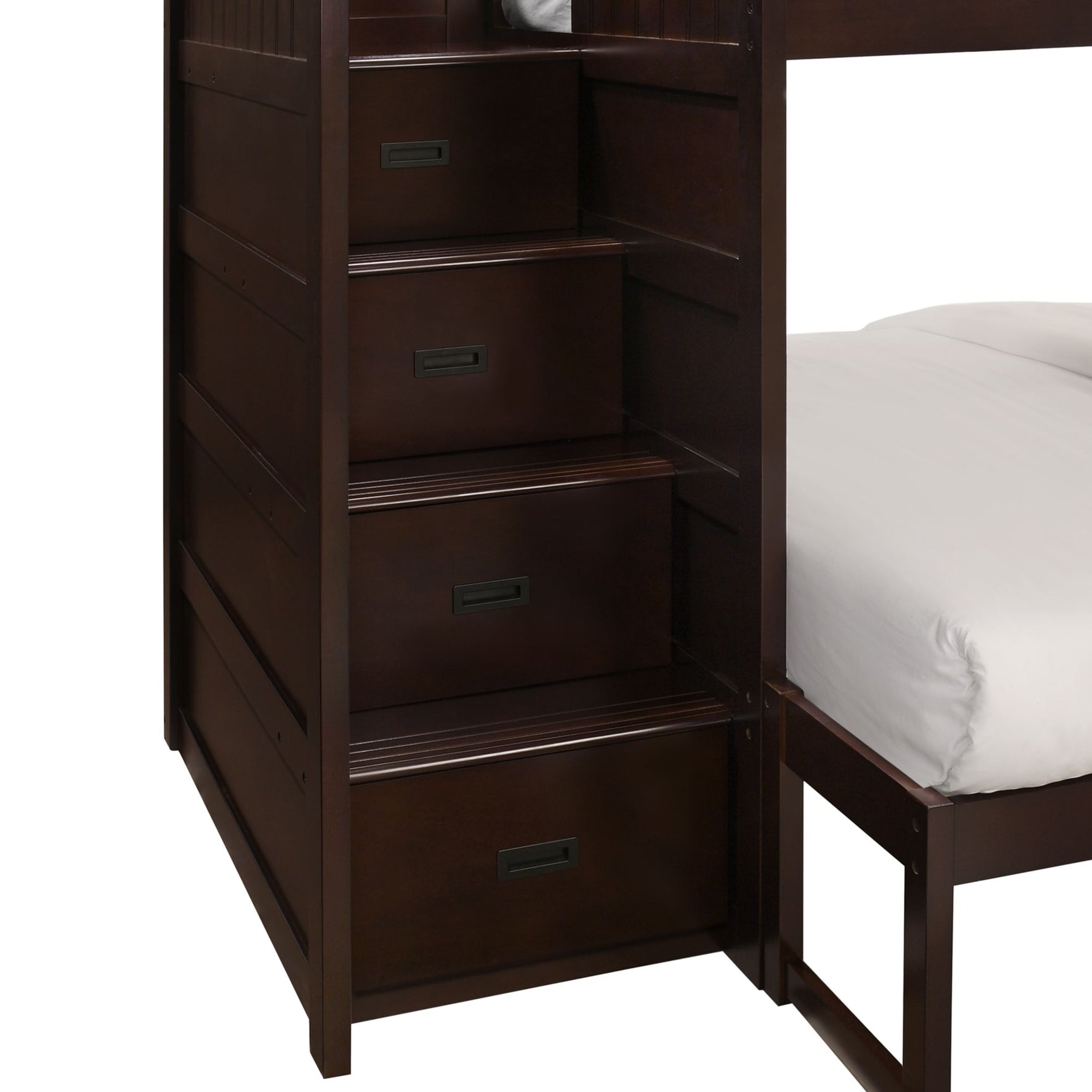 Sami Twin Over Full Step Bunk with Left HB in Espresso - Tampa Furniture Outlet