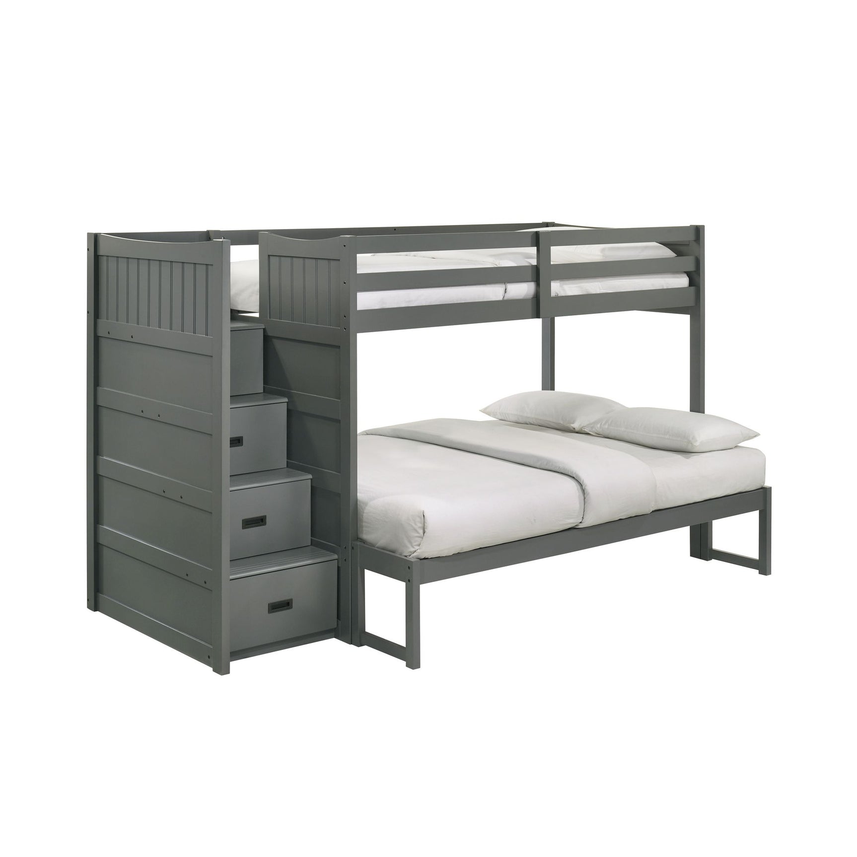 Sami Twin Over Full Step Bunk with Left HB in Grey