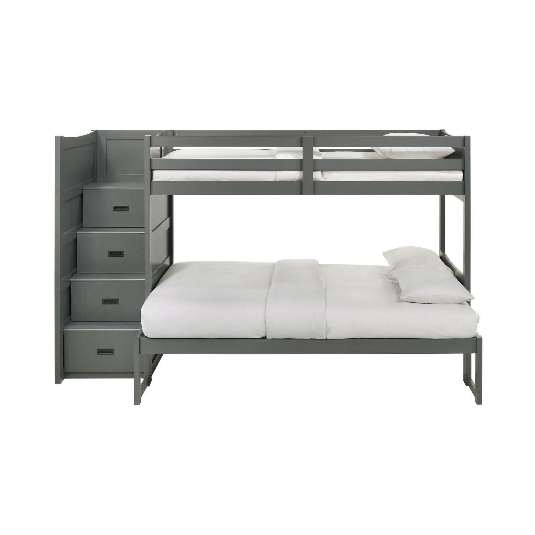 Sami Twin Over Full Step Bunk with Left HB in Grey